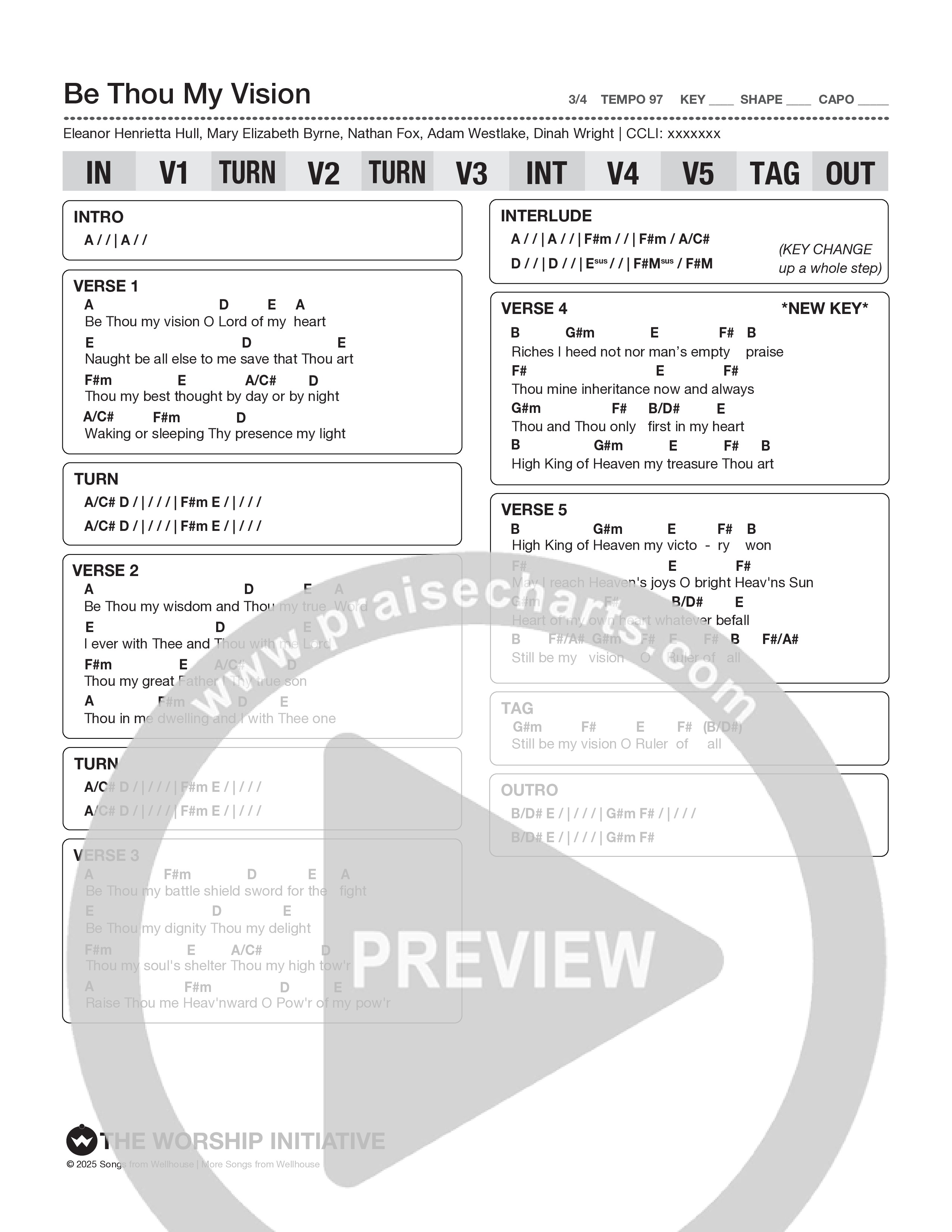 Be Thou My Vision Chord Chart (The Worship Initiative)