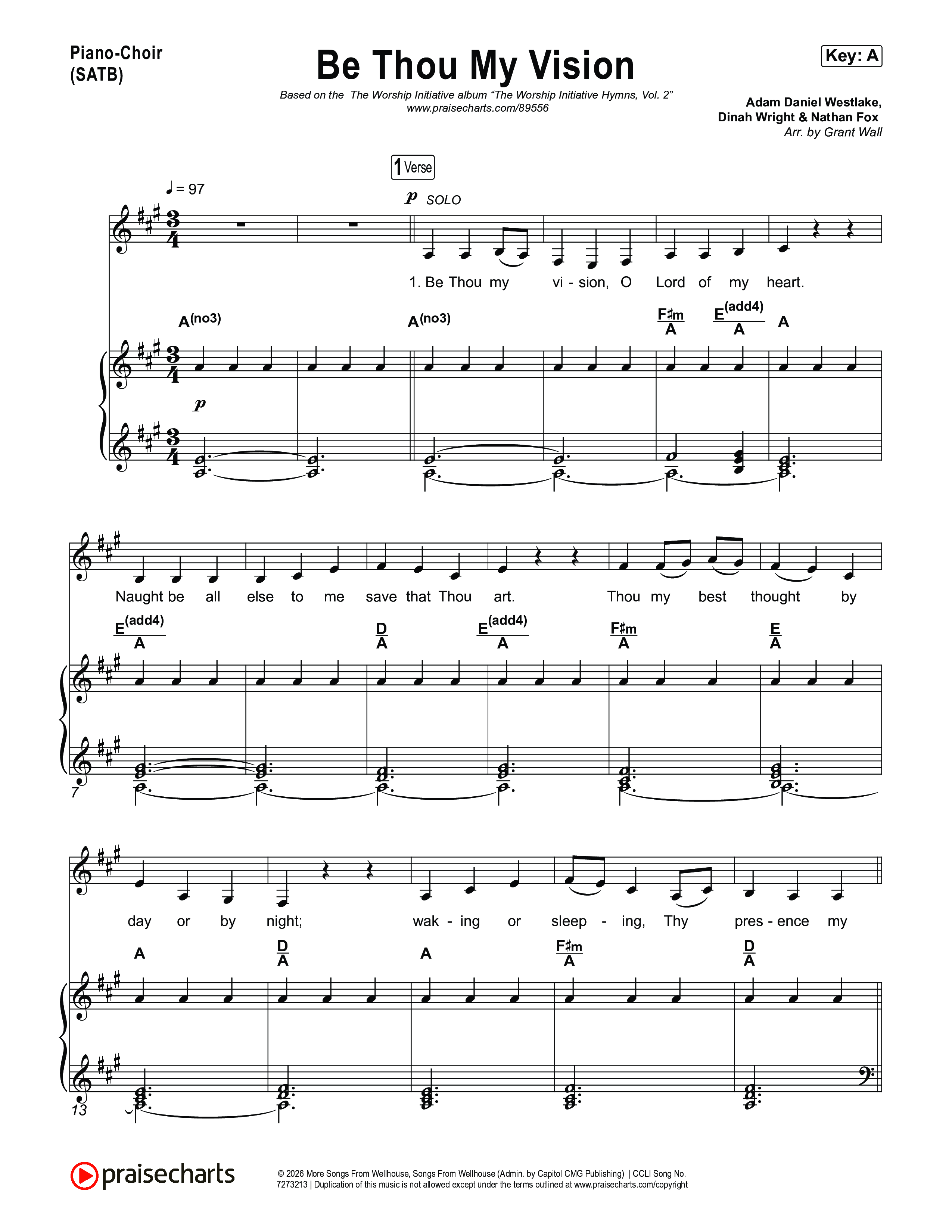 Be Thou My Vision Piano/Choir (SATB) (The Worship Initiative)