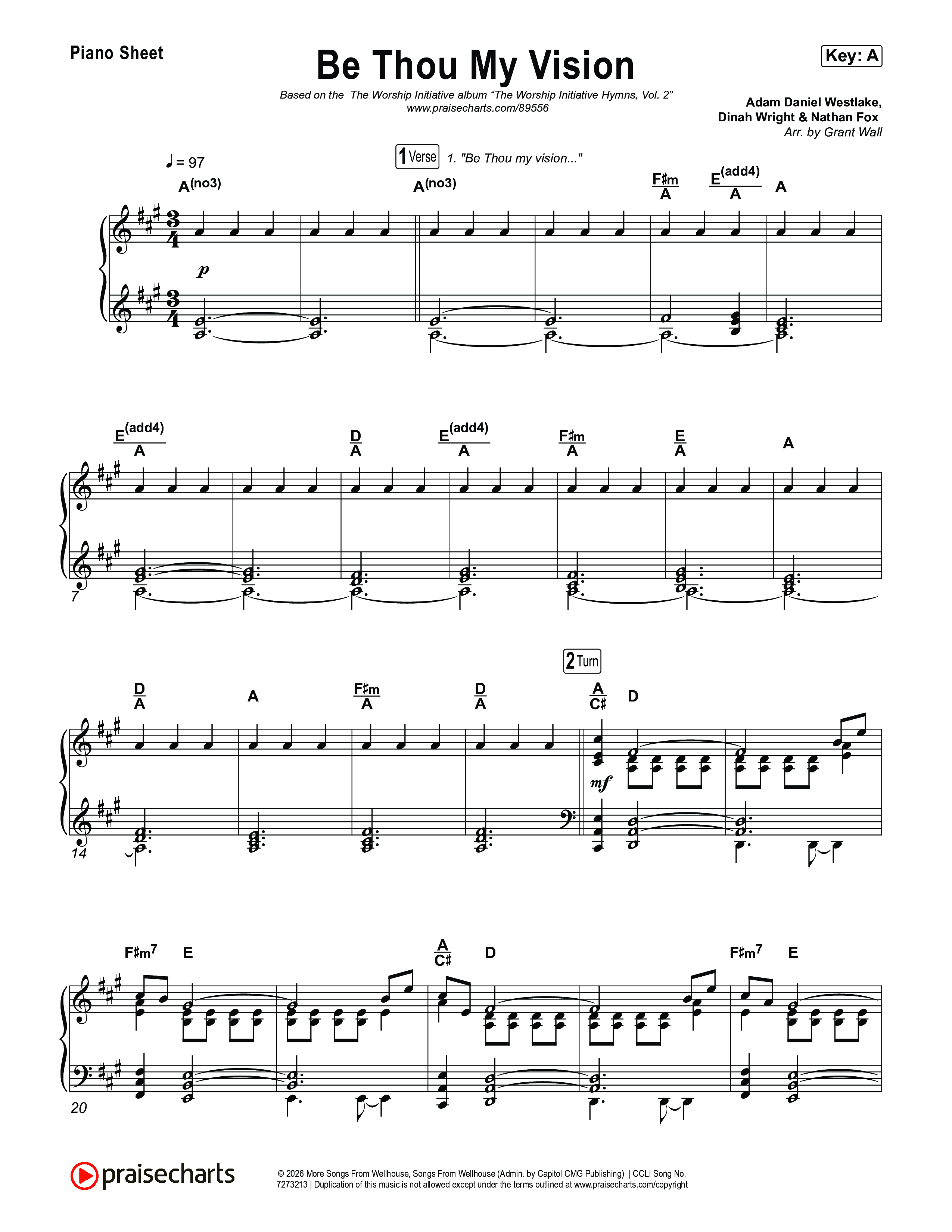 Be Thou My Vision Piano Sheet (The Worship Initiative)