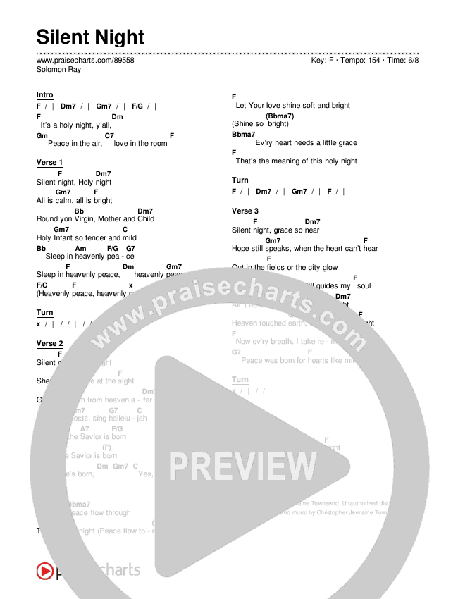 Silent Night Chords & Lyrics (Solomon Ray)