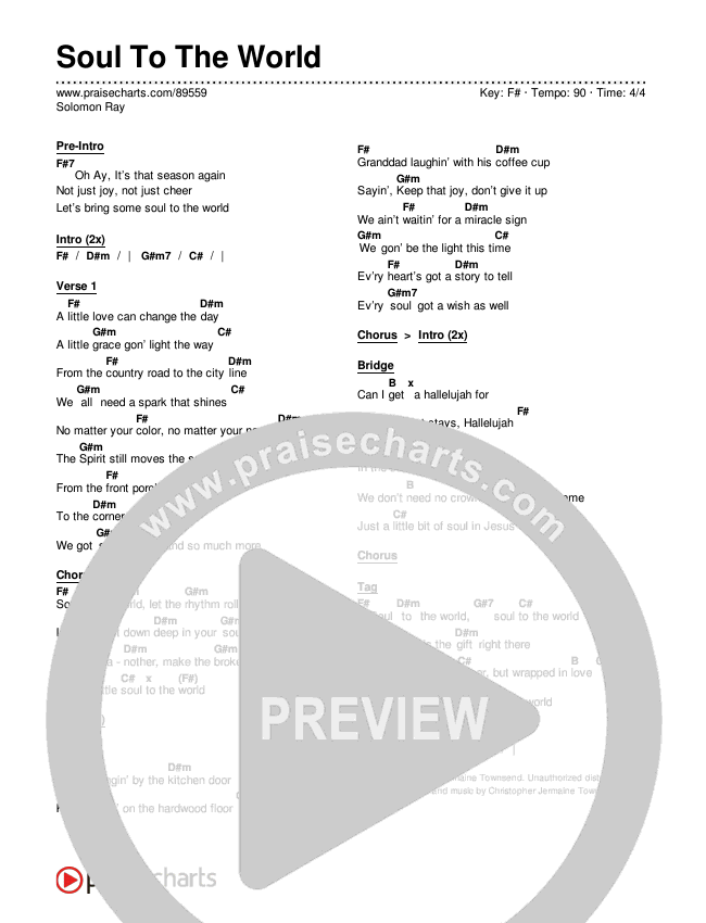 Soul To The World Chords & Lyrics (Solomon Ray)