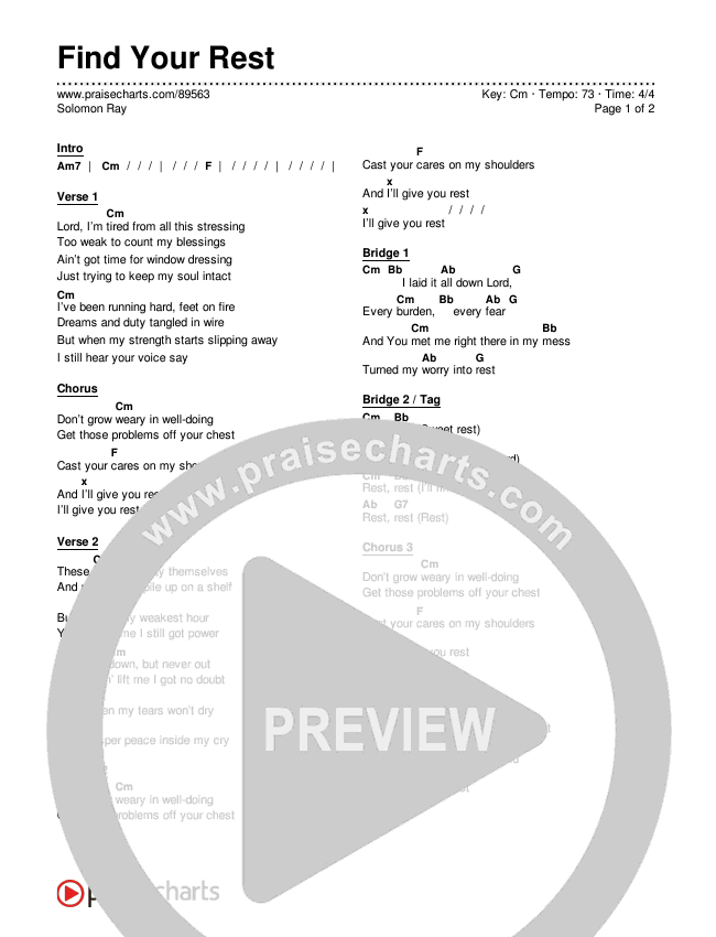 Find Your Rest Chords & Lyrics (Solomon Ray)