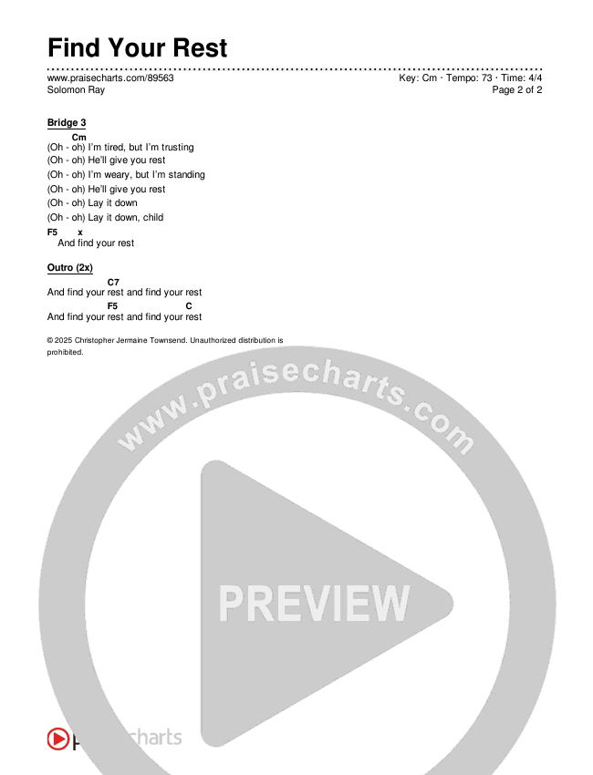 Find Your Rest Chords & Lyrics (Solomon Ray)