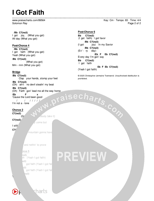 I Got Faith Chords & Lyrics (Solomon Ray)