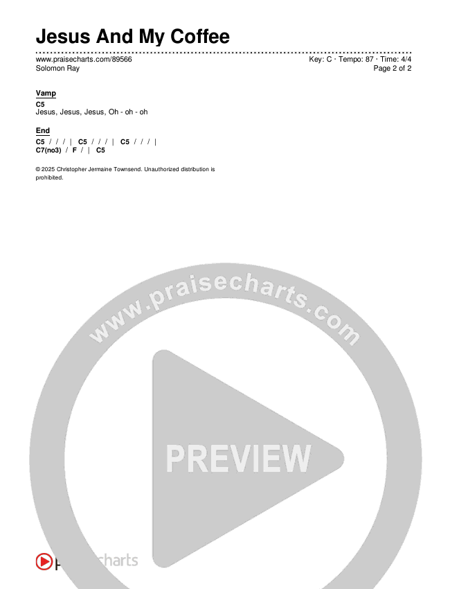 Jesus And My Coffee Chords & Lyrics (Solomon Ray)