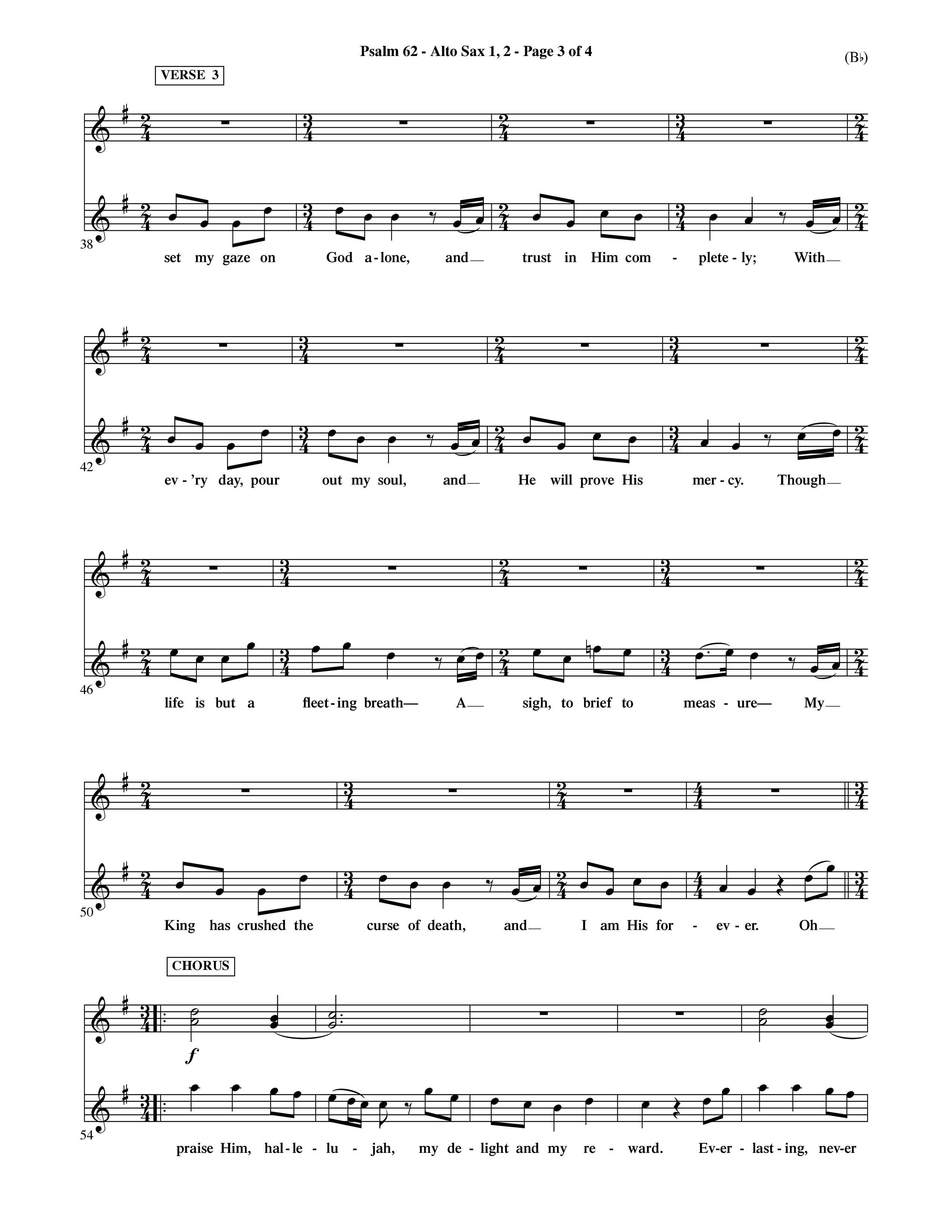 Psalm 62 (Choral Anthem SATB) Alto Sax 1/2 (Word Music Choral / Orch. Dave Williamson)