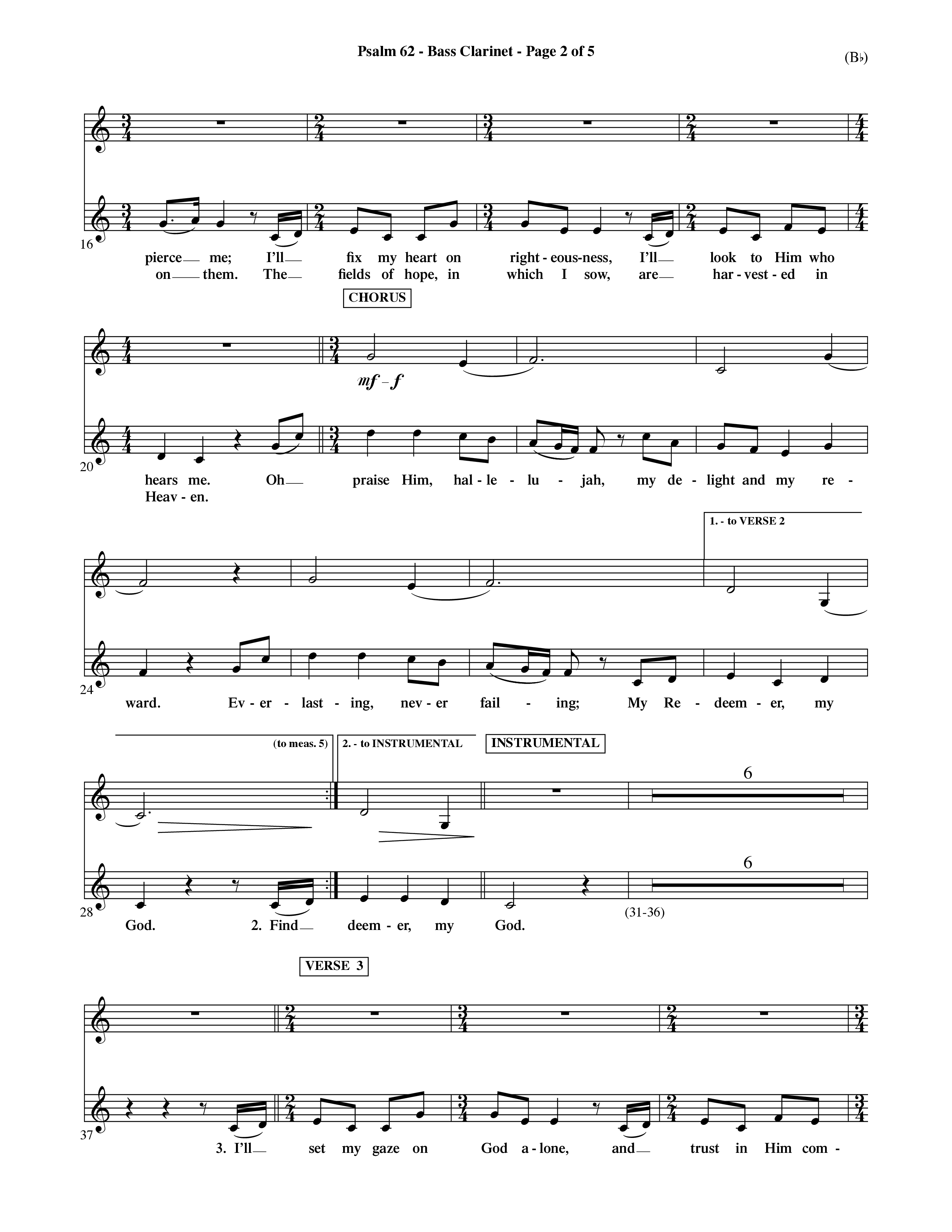 Psalm 62 (Choral Anthem SATB) Bass Clarinet (Word Music Choral / Orch. Dave Williamson)