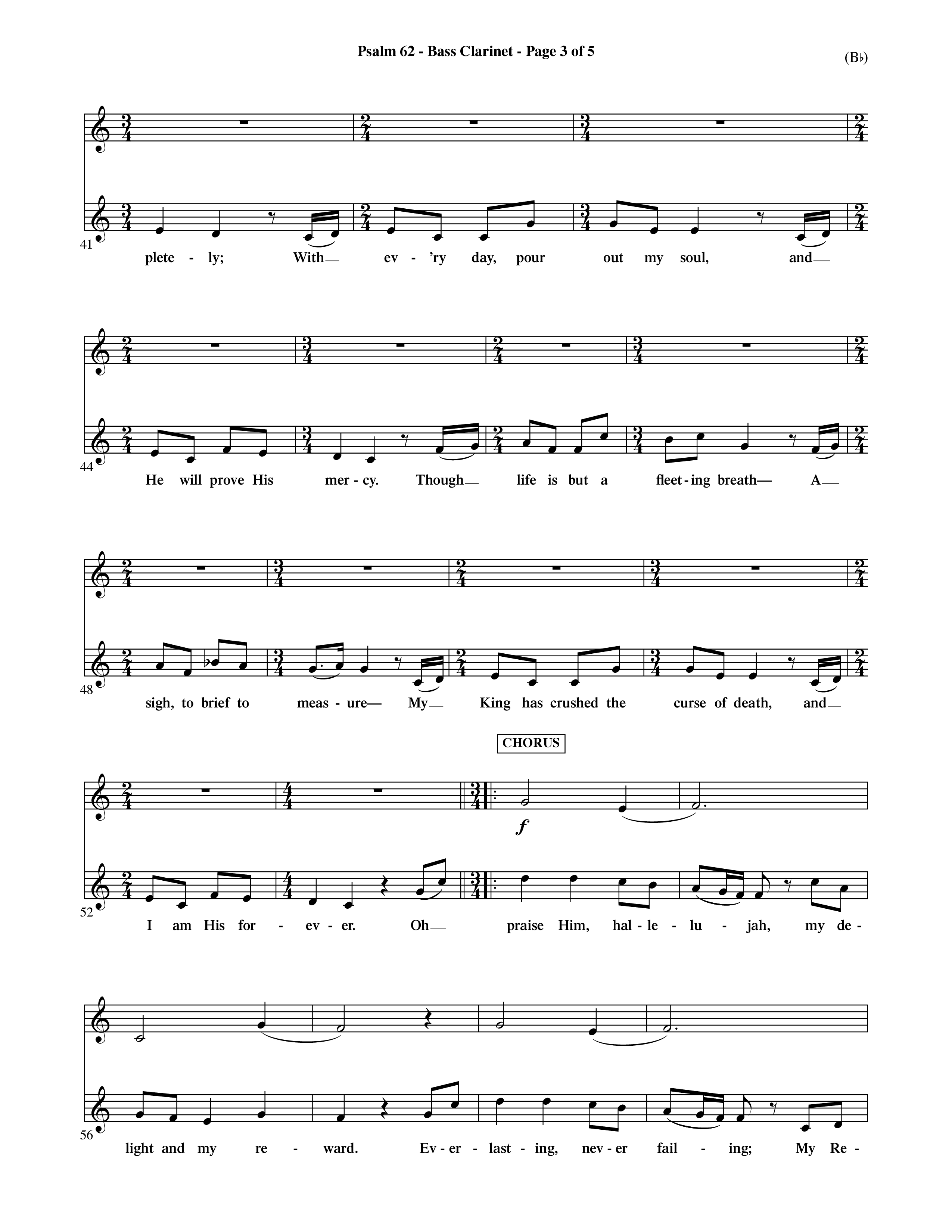 Psalm 62 (Choral Anthem SATB) Bass Clarinet (Word Music Choral / Orch. Dave Williamson)