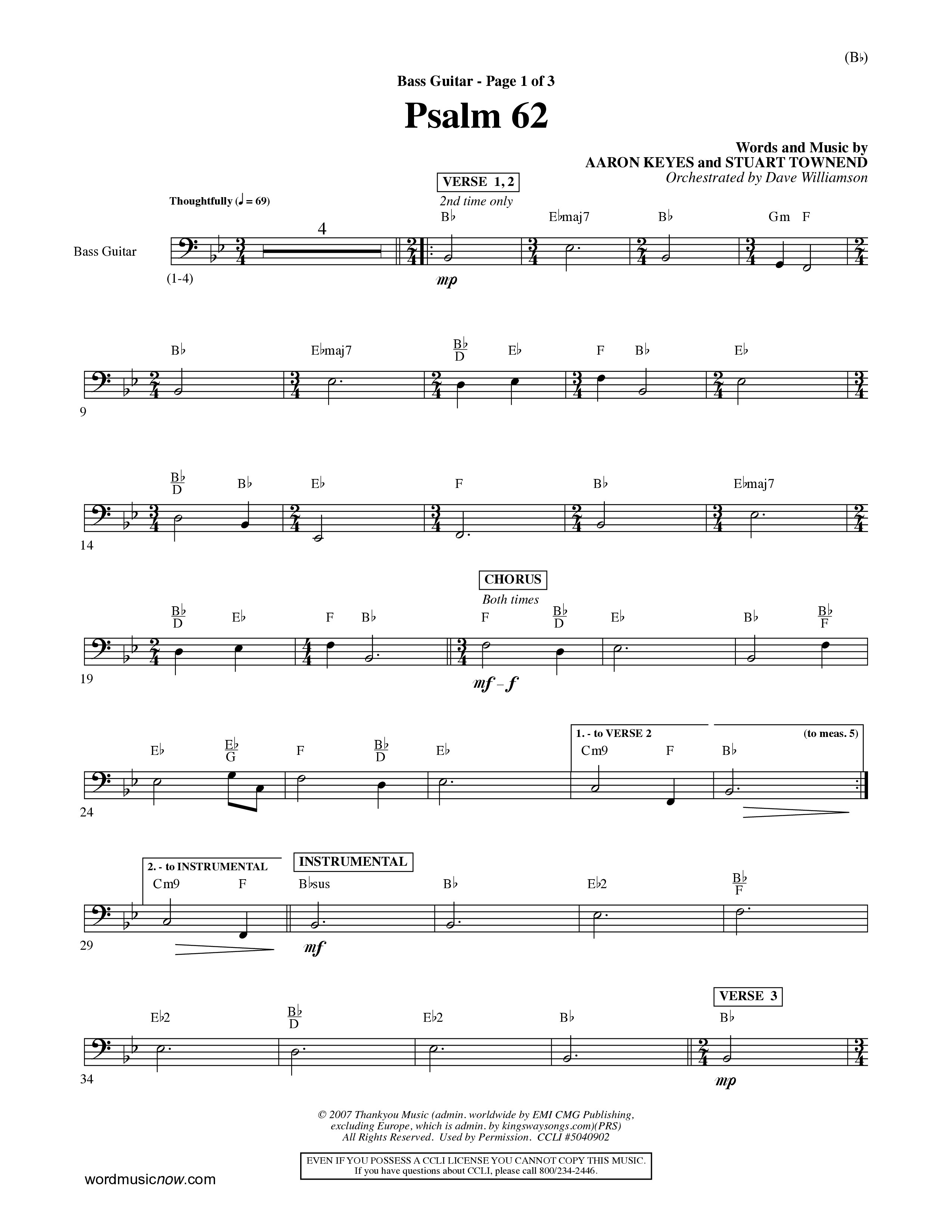 Psalm 62 (Choral Anthem SATB) Bass Guitar (Word Music Choral / Orch. Dave Williamson)