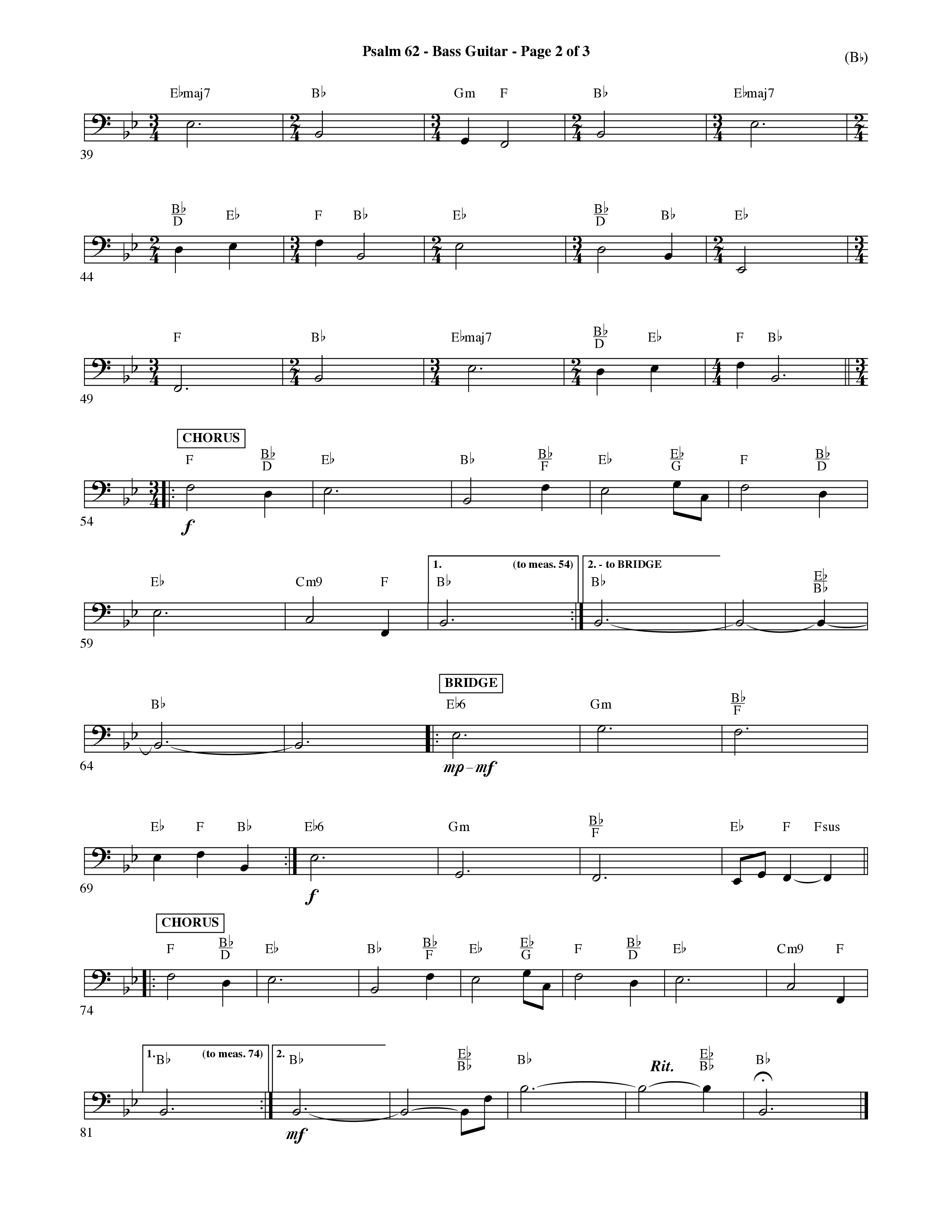 Psalm 62 (Choral Anthem SATB) Bass Guitar (Word Music Choral / Orch. Dave Williamson)