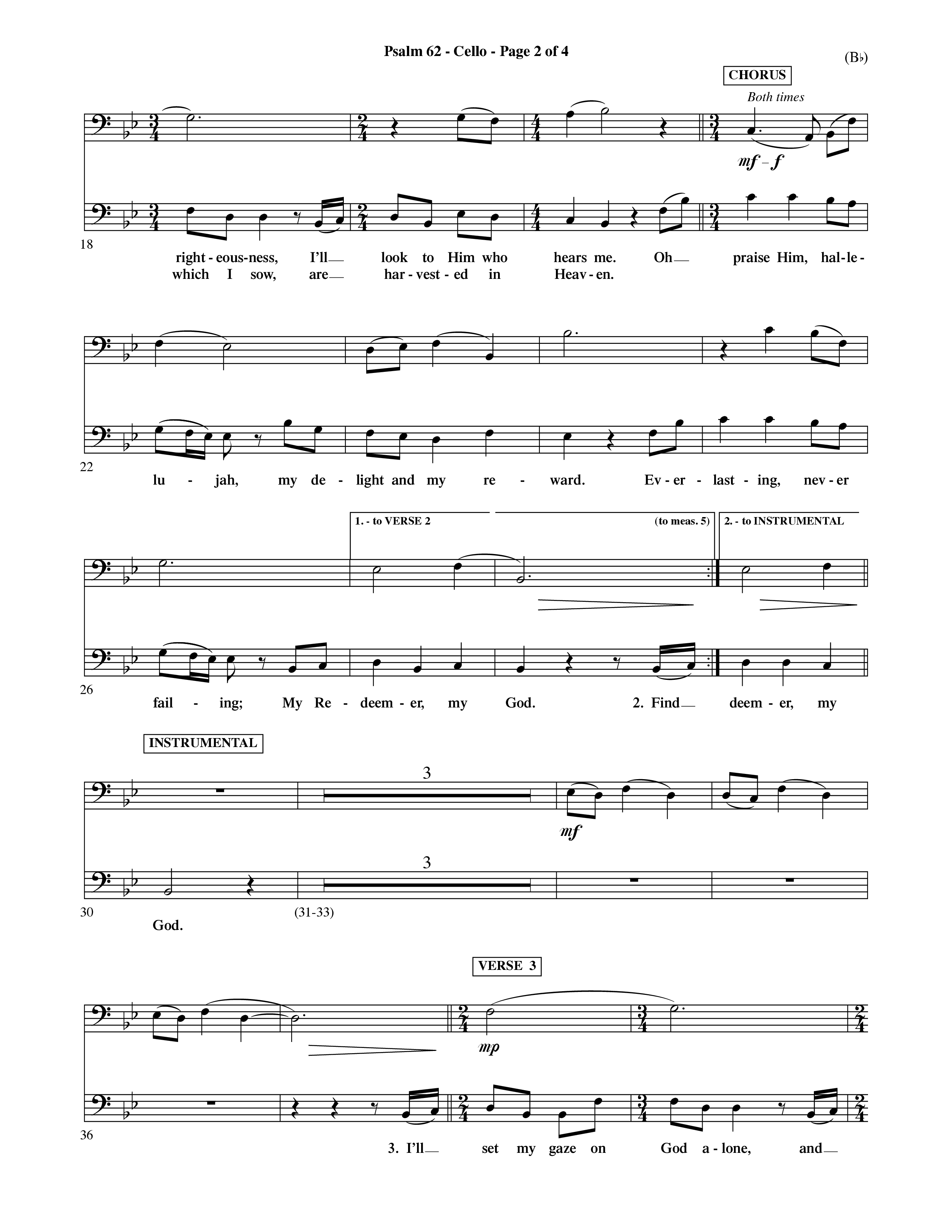 Psalm 62 (Choral Anthem SATB) Cello (Word Music Choral / Orch. Dave Williamson)