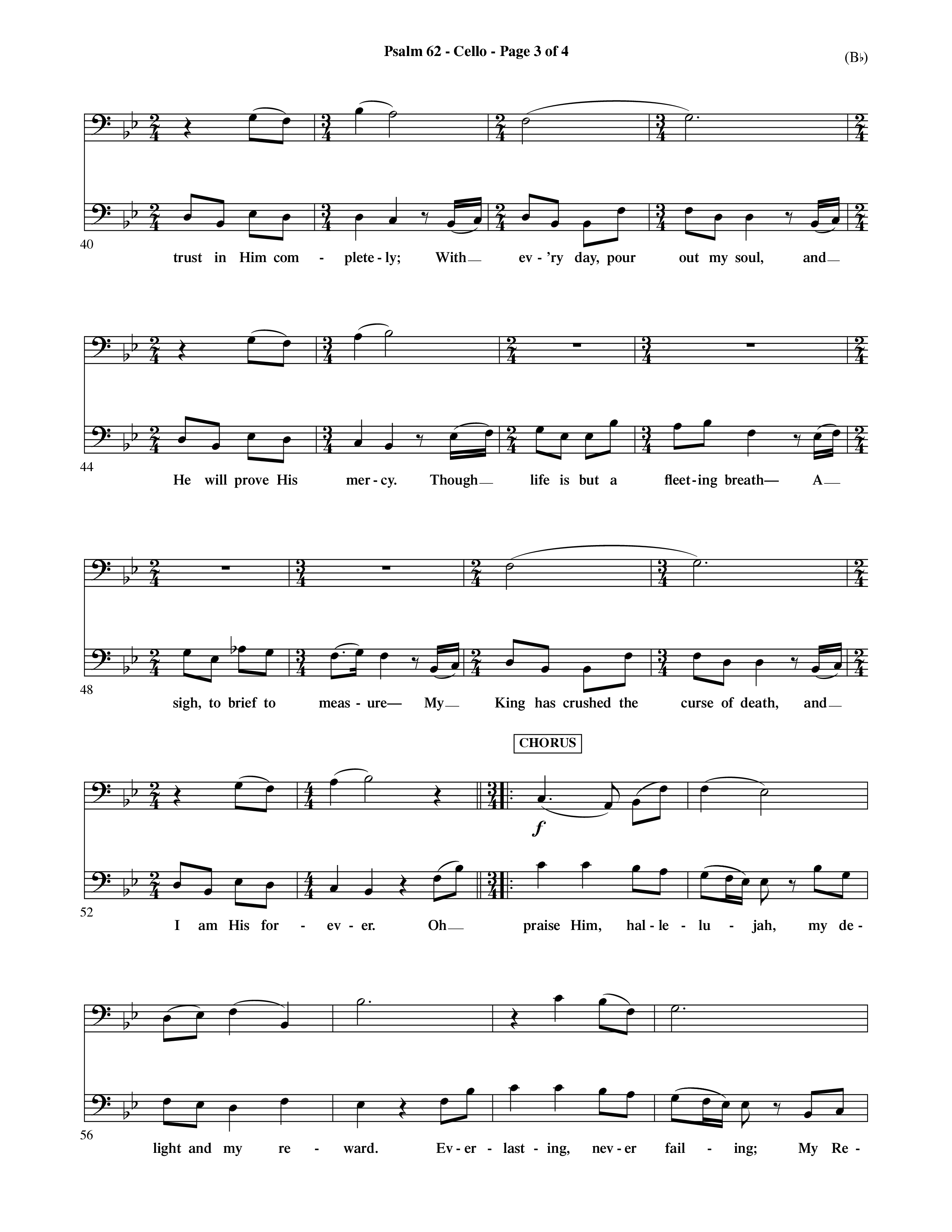 Psalm 62 (Choral Anthem SATB) Cello (Word Music Choral / Orch. Dave Williamson)