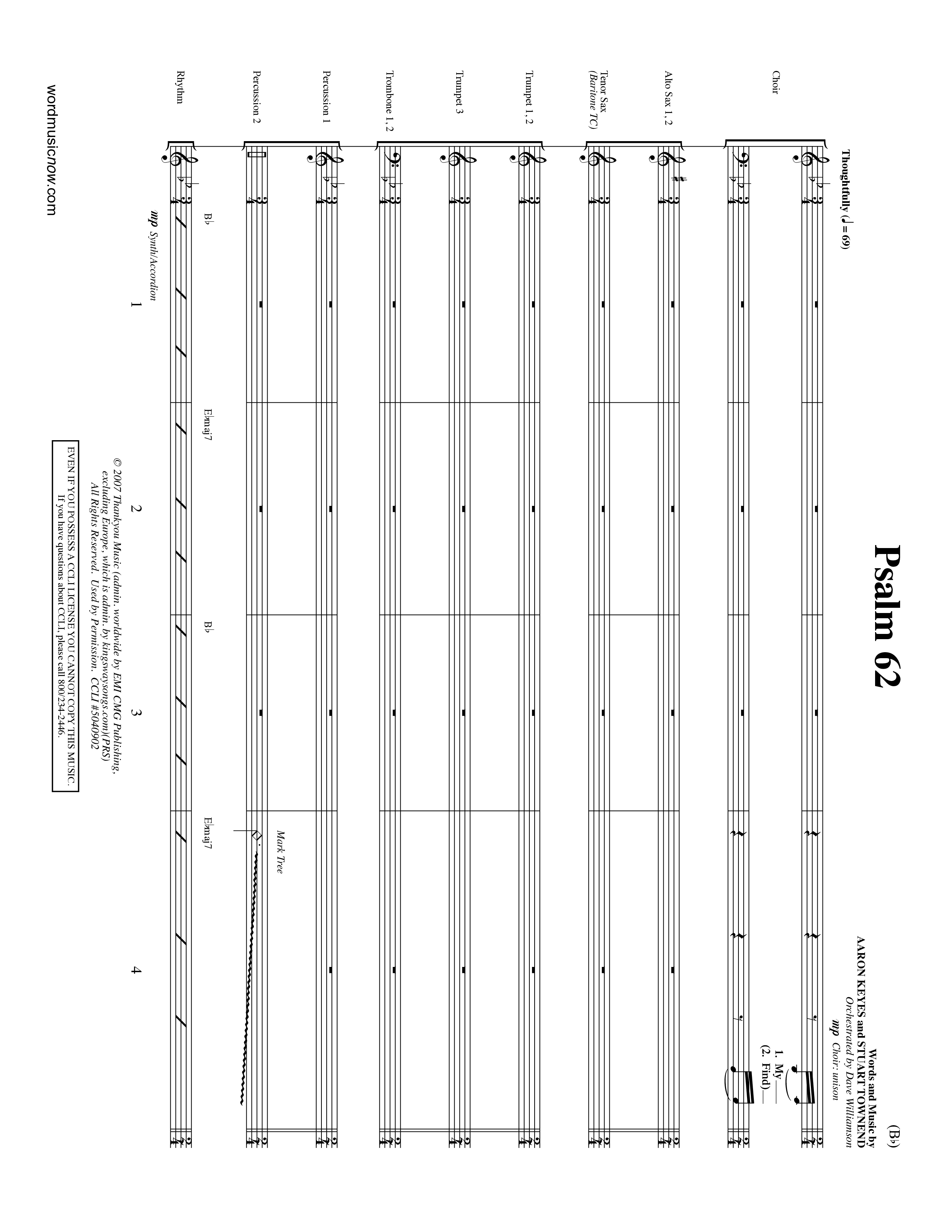 Psalm 62 (Choral Anthem SATB) PraiseBand (incl. Brass) (Word Music Choral / Orch. Dave Williamson)