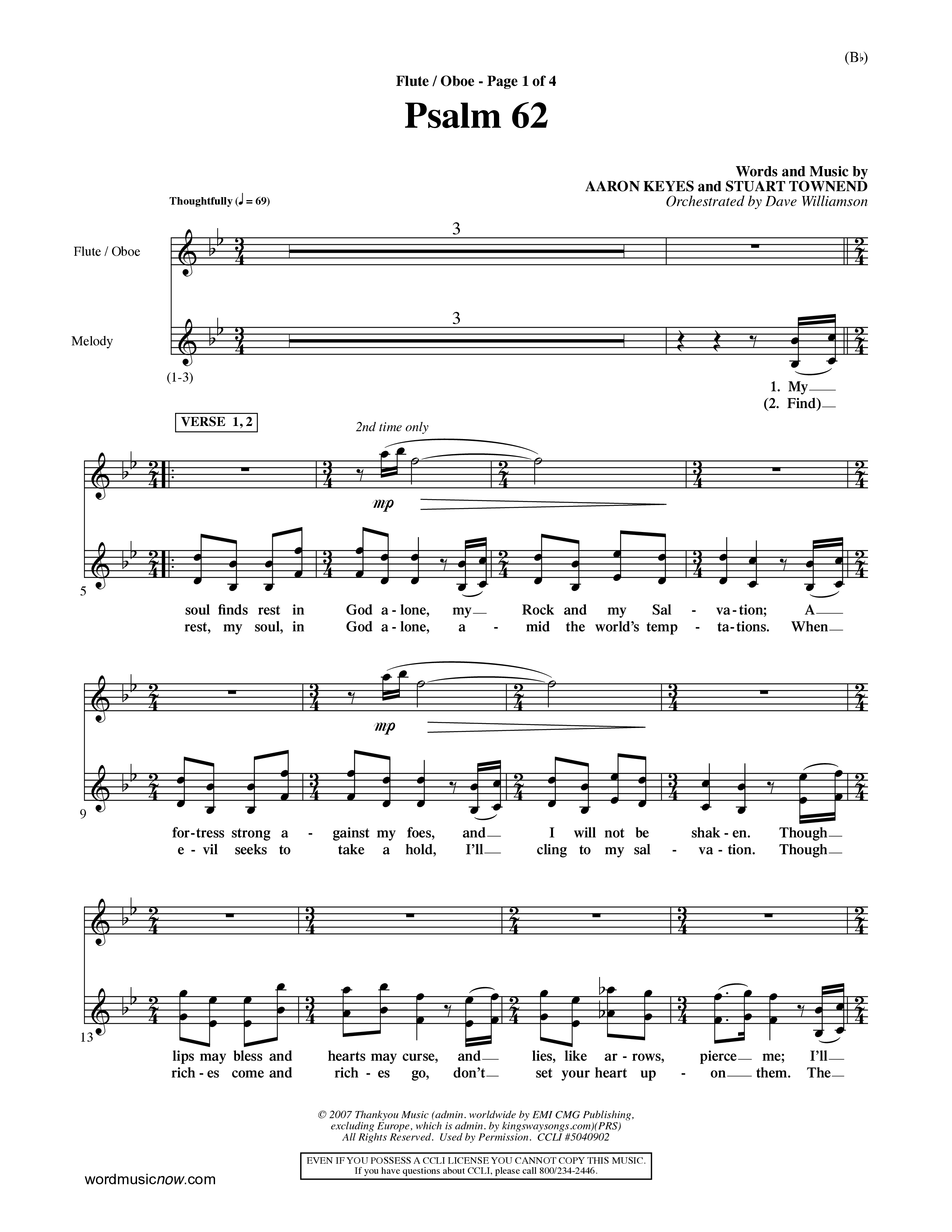 Psalm 62 (Choral Anthem SATB) Flute/Oboe (Word Music Choral / Orch. Dave Williamson)