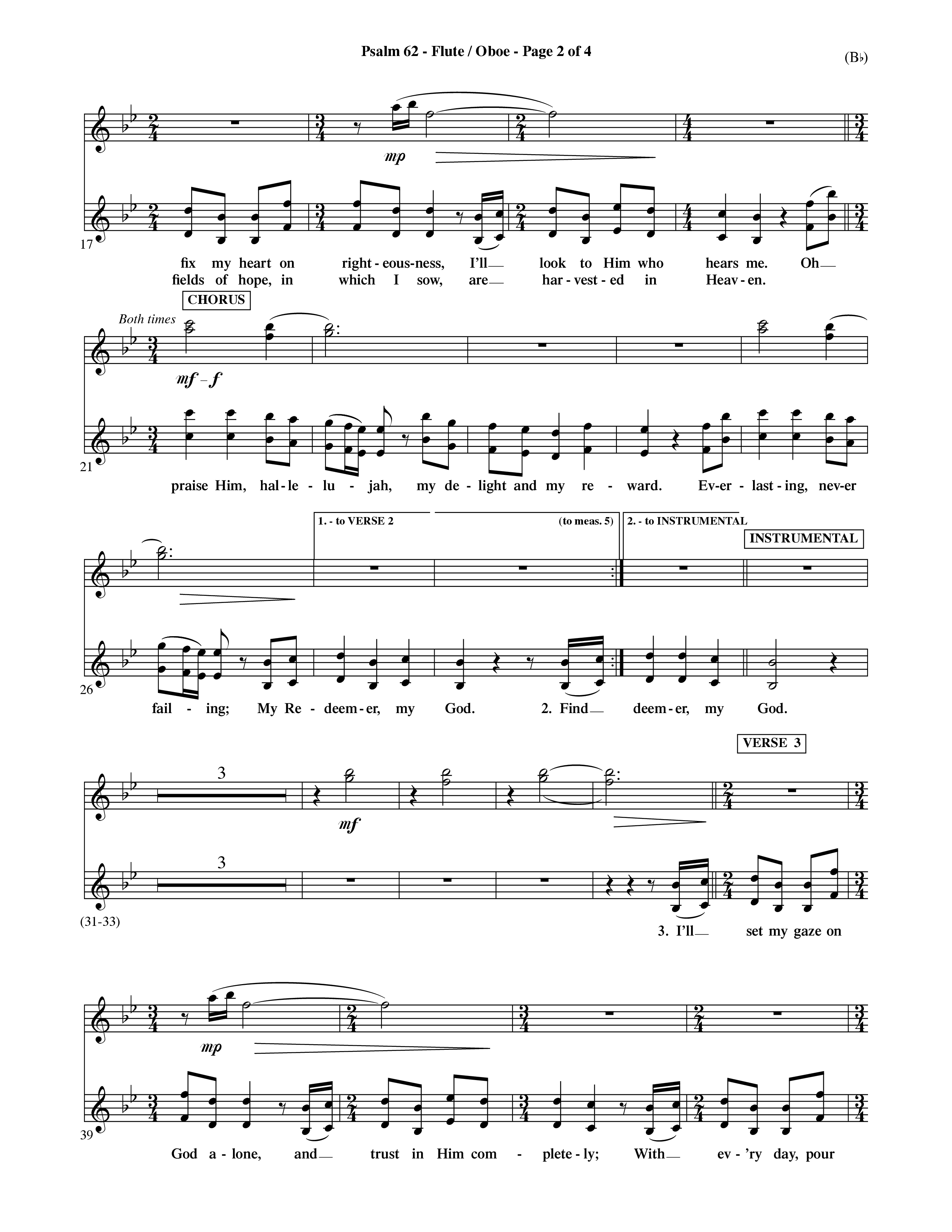 Psalm 62 (Choral Anthem SATB) Flute/Oboe (Word Music Choral / Orch. Dave Williamson)