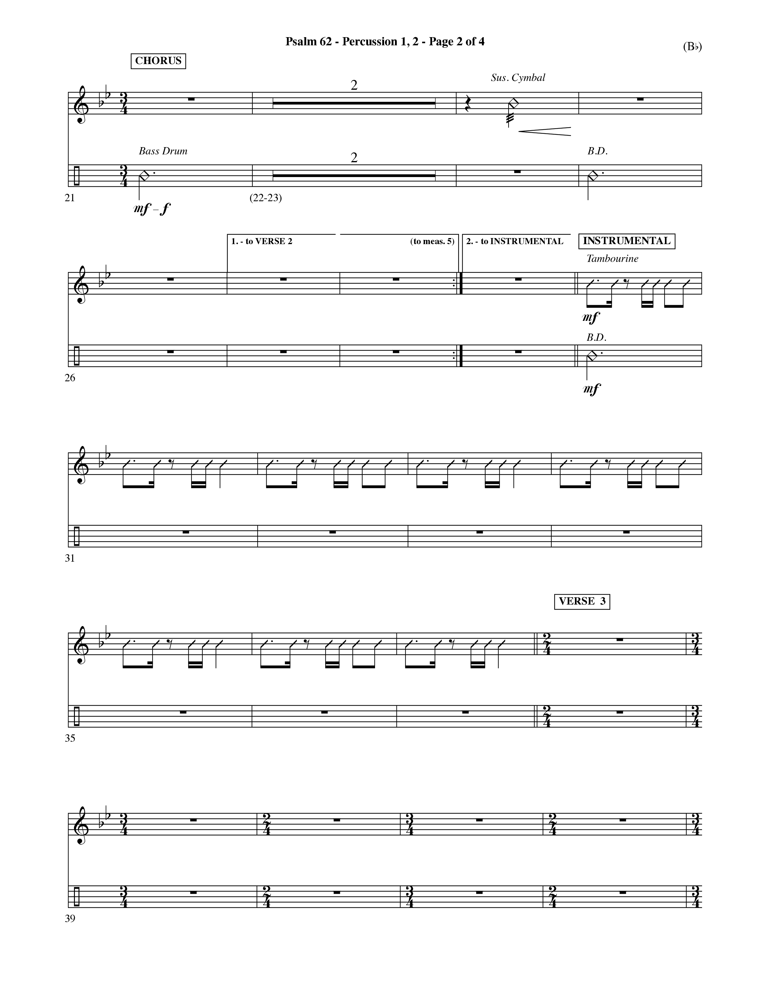 Psalm 62 (Choral Anthem SATB) Percussion 1/2 (Word Music Choral / Orch. Dave Williamson)