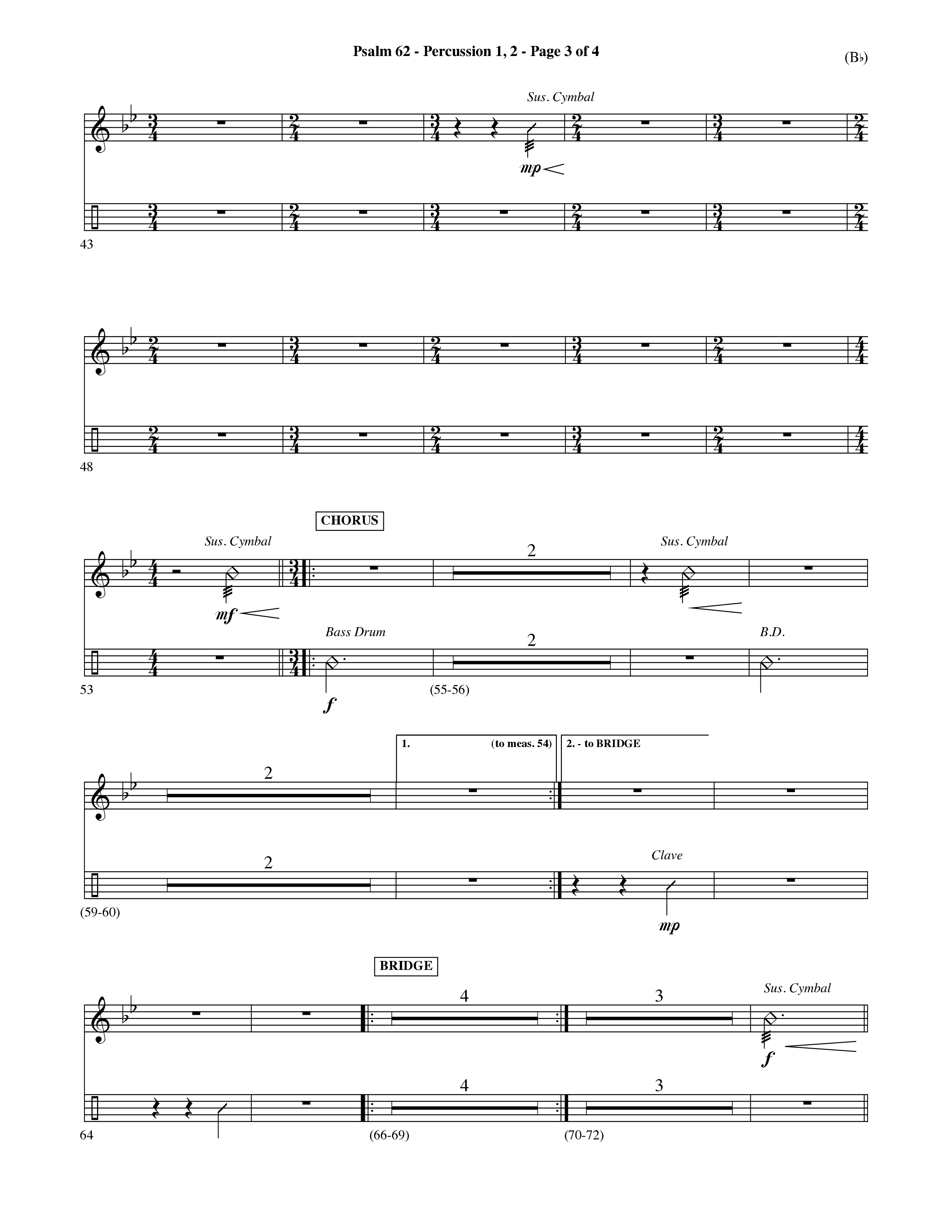 Psalm 62 (Choral Anthem SATB) Percussion 1/2 (Word Music Choral / Orch. Dave Williamson)