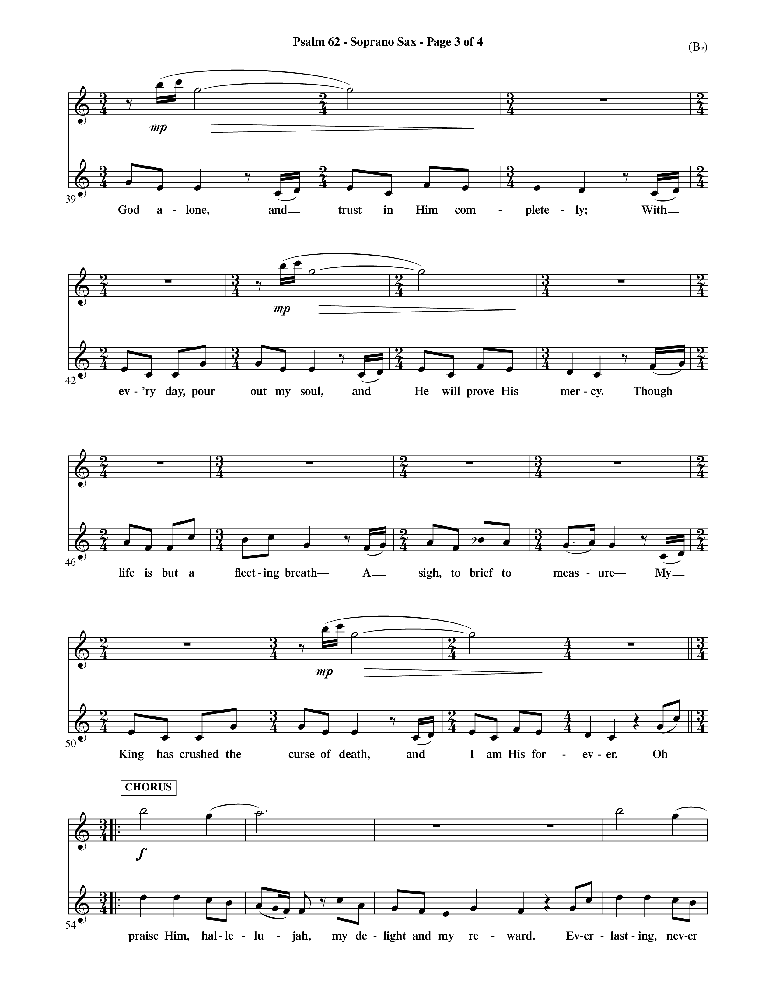 Psalm 62 (Choral Anthem SATB) Saxophone (Word Music Choral / Orch. Dave Williamson)