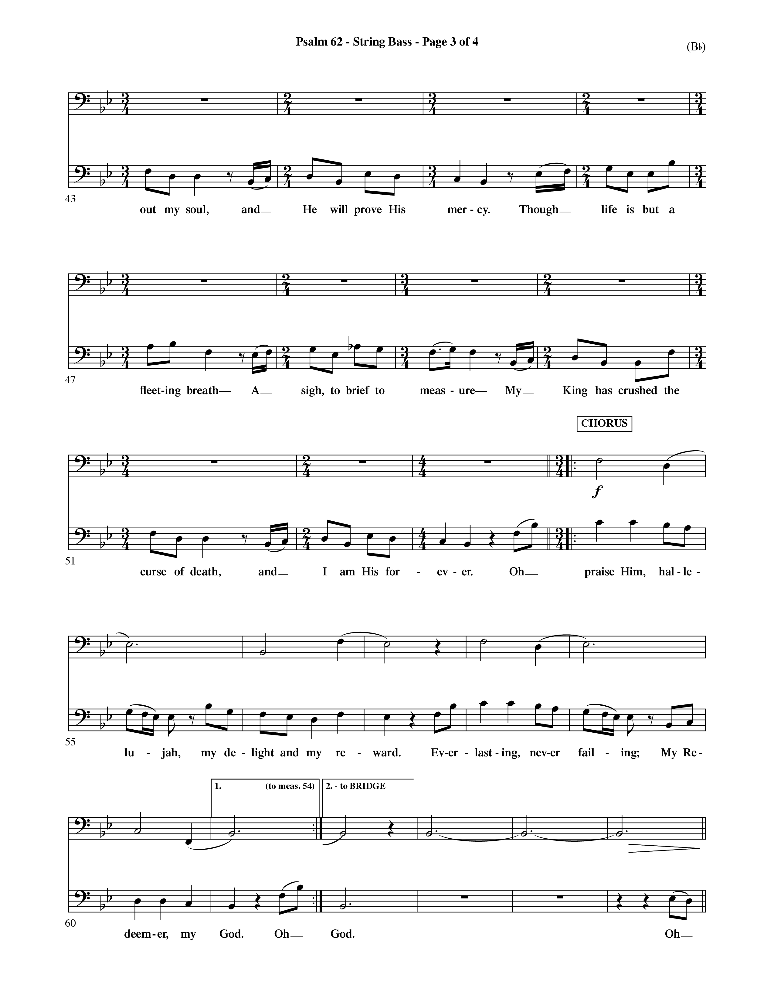 Psalm 62 (Choral Anthem SATB) String Bass (Word Music Choral / Orch. Dave Williamson)