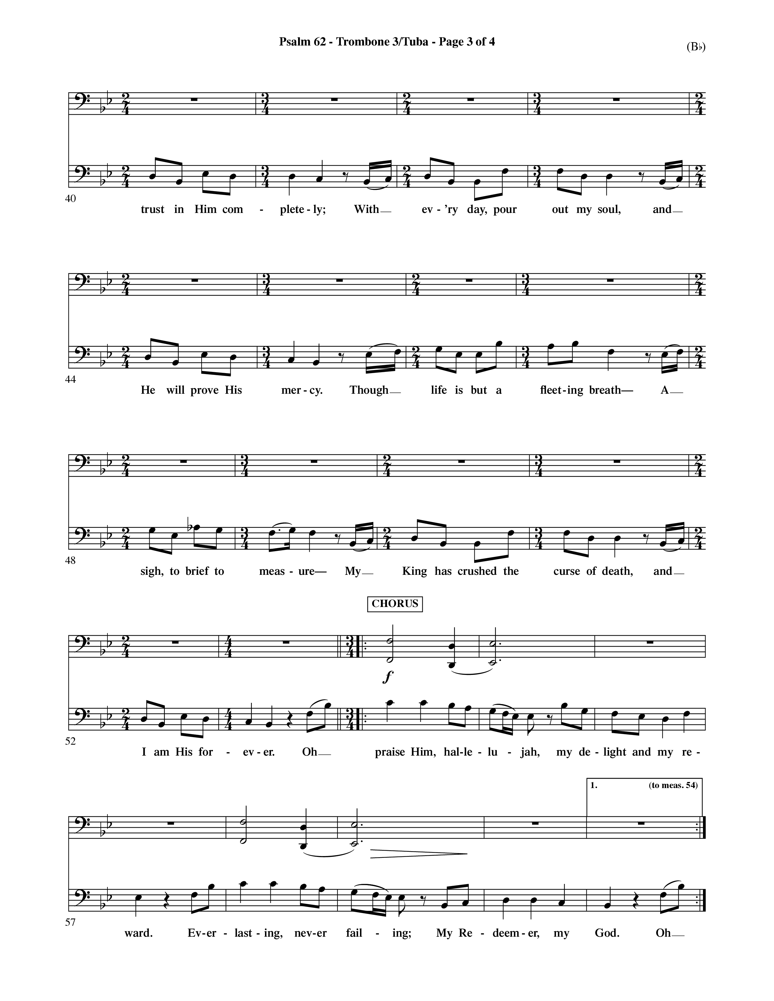 Psalm 62 (Choral Anthem SATB) Trombone 3/Tuba (Word Music Choral / Orch. Dave Williamson)