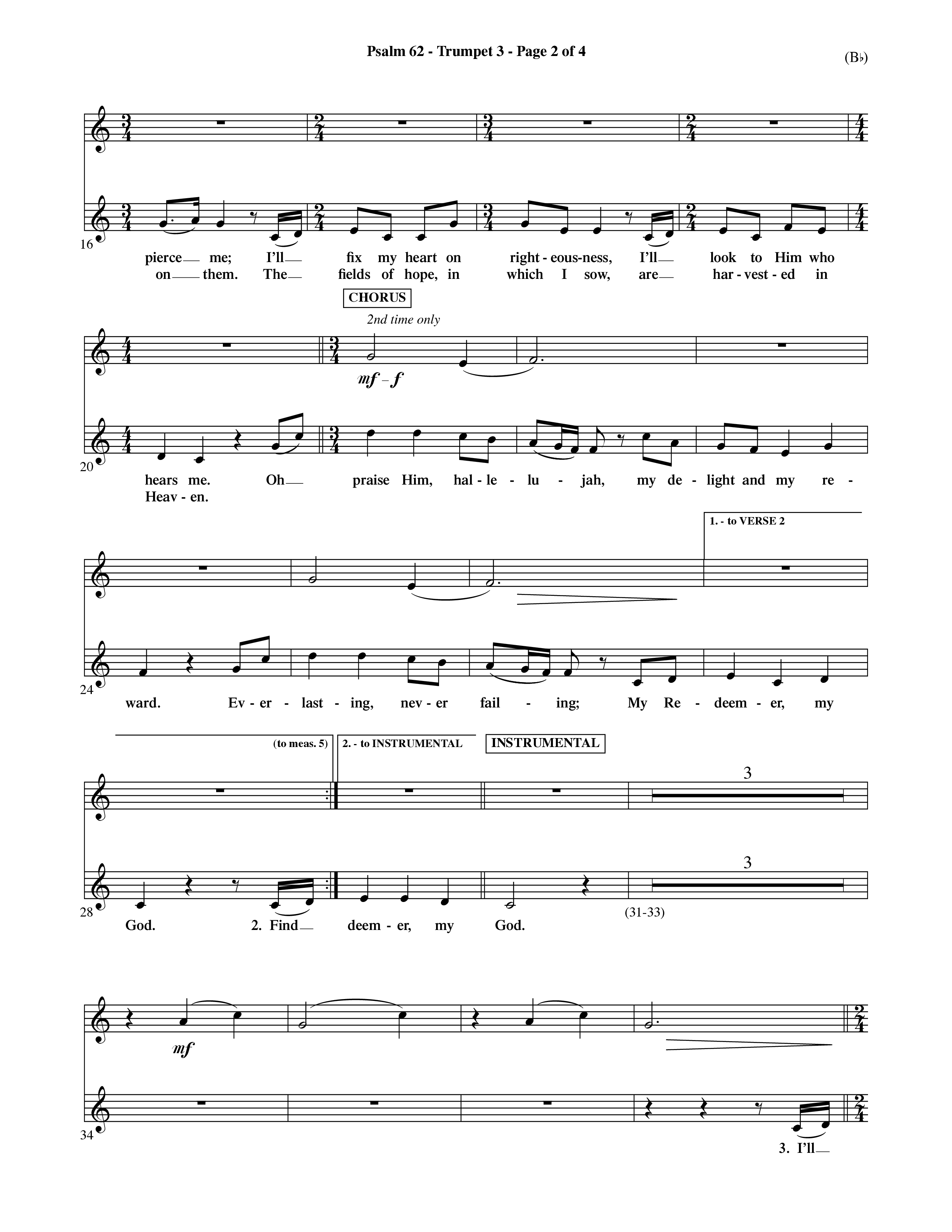 Psalm 62 (Choral Anthem SATB) Trumpet 3 (Word Music Choral / Orch. Dave Williamson)