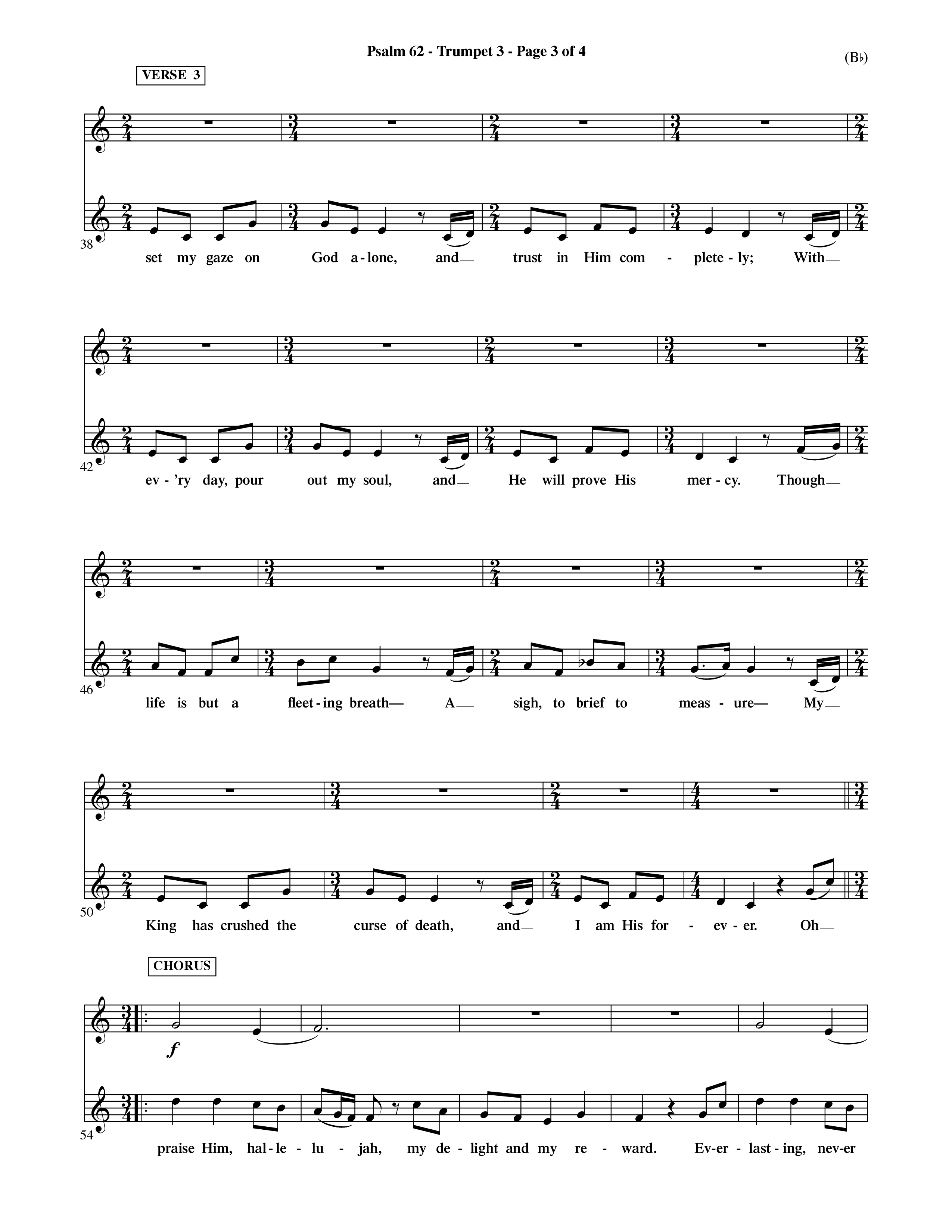 Psalm 62 (Choral Anthem SATB) Trumpet 3 (Word Music Choral / Orch. Dave Williamson)