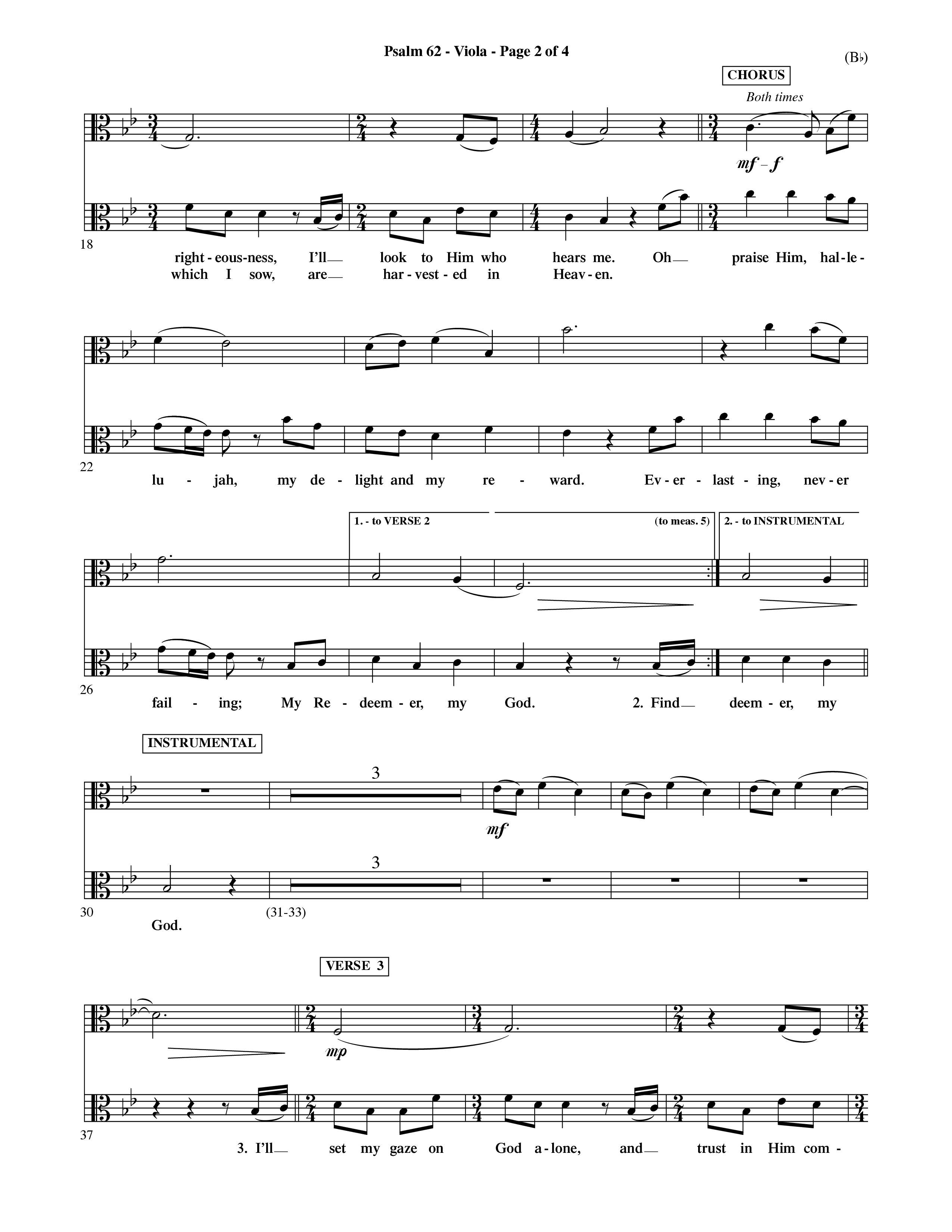 Psalm 62 (Choral Anthem SATB) Viola (Word Music Choral / Orch. Dave Williamson)