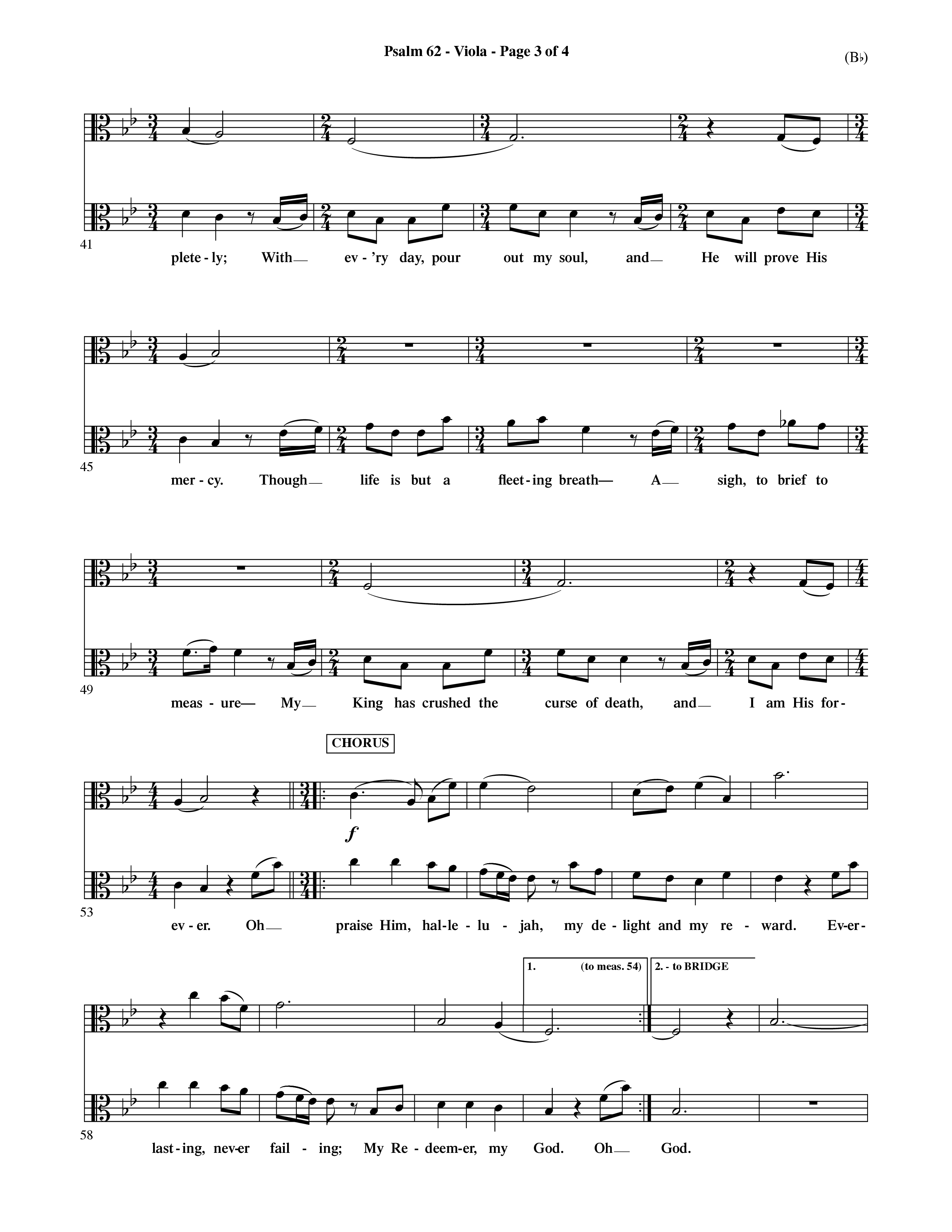 Psalm 62 (Choral Anthem SATB) Viola (Word Music Choral / Orch. Dave Williamson)