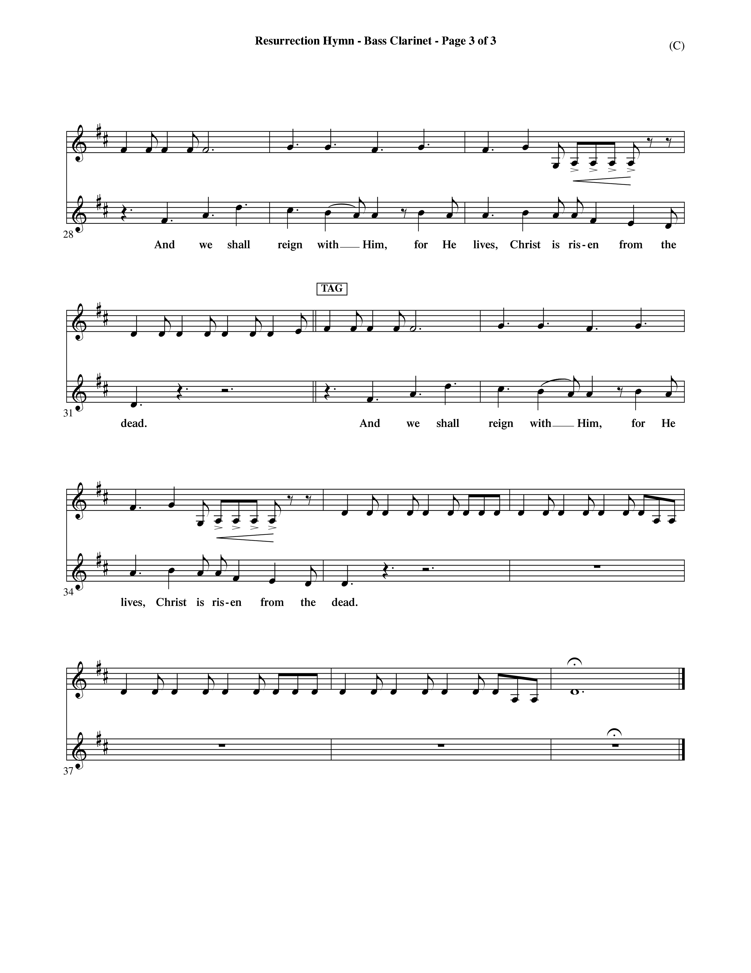 Resurrection Hymn (Choral Anthem SATB) Bass Clarinet (Word Music Choral / Orch. David Shipps)
