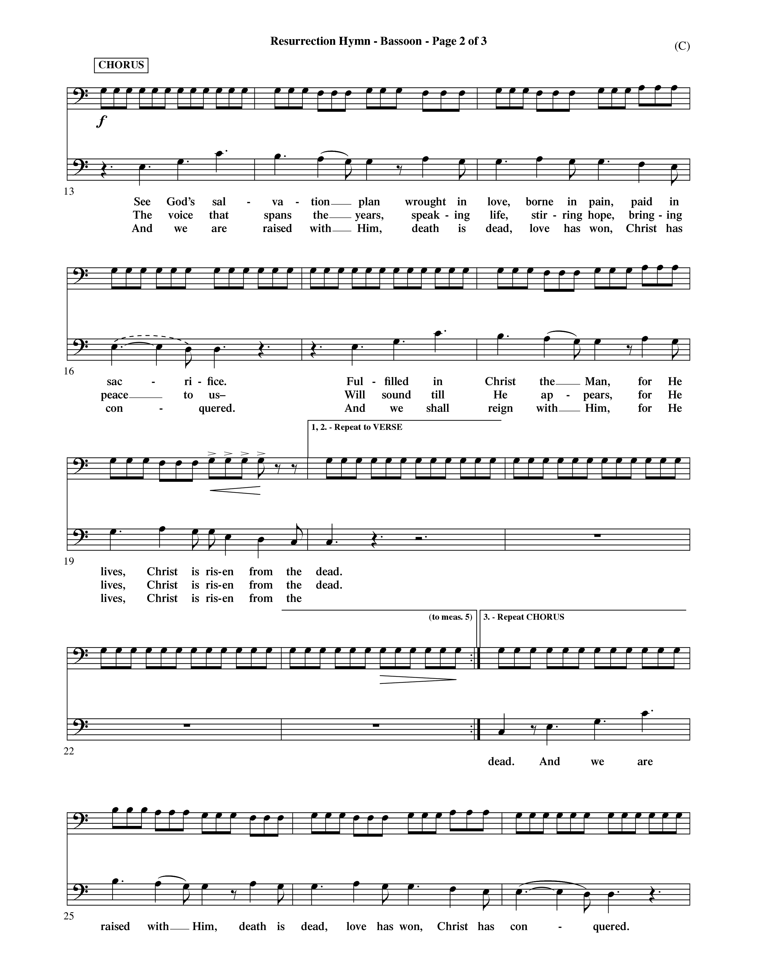 Resurrection Hymn (Choral Anthem SATB) Bassoon (Word Music Choral / Orch. David Shipps)