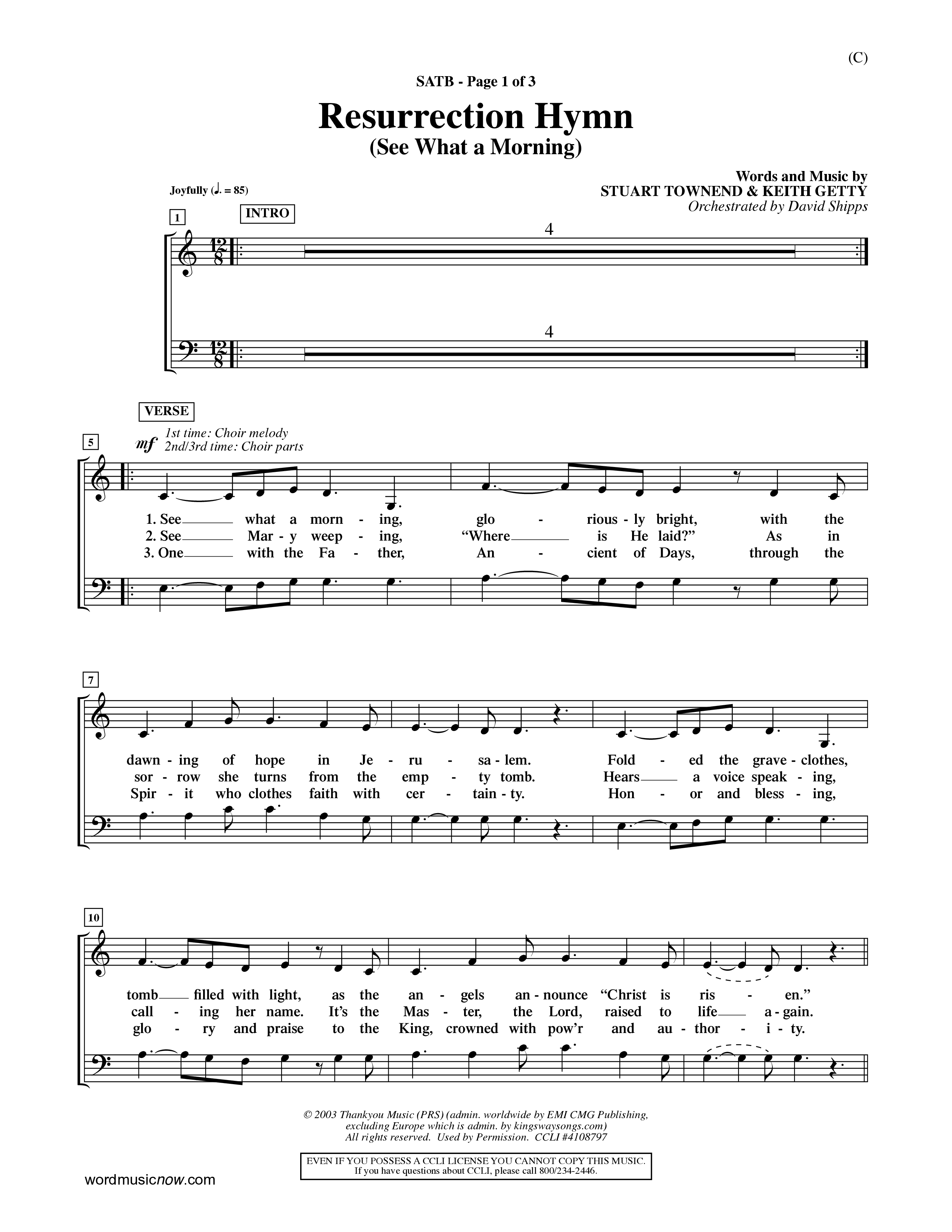 Resurrection Hymn (Choral Anthem SATB) Choir Sheet (SATB) (Word Music Choral / Orch. David Shipps)
