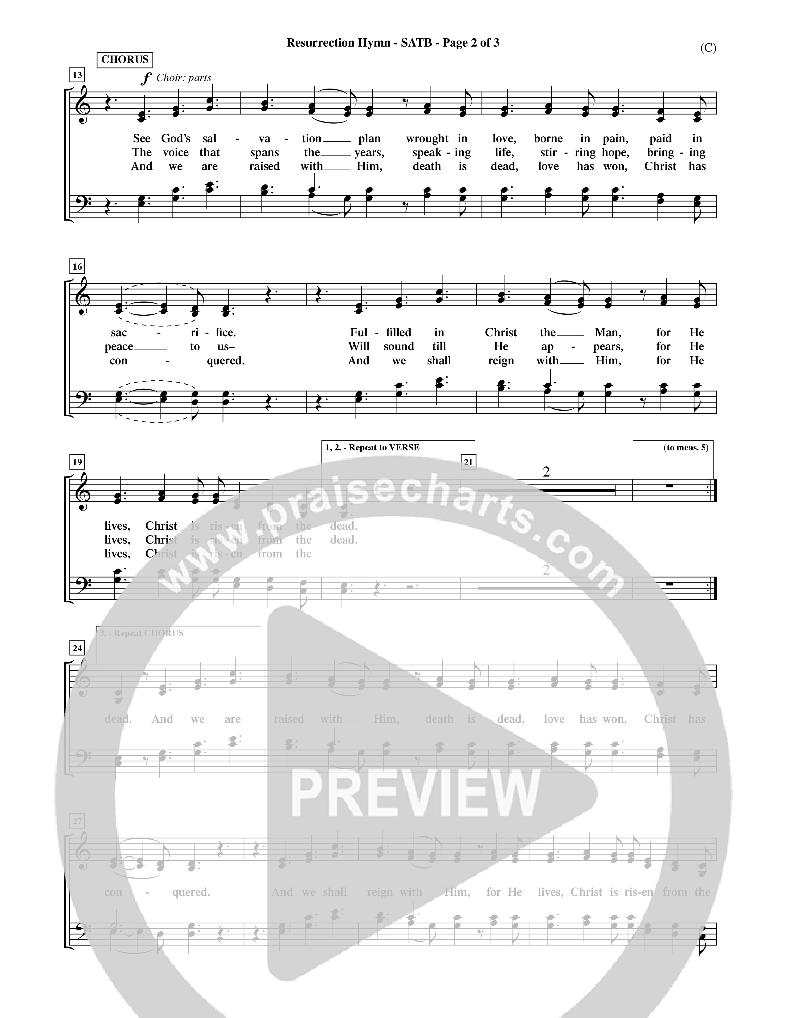Resurrection Hymn (Choral Anthem SATB) Choir Sheet (SATB) (Word Music Choral / Orch. David Shipps)