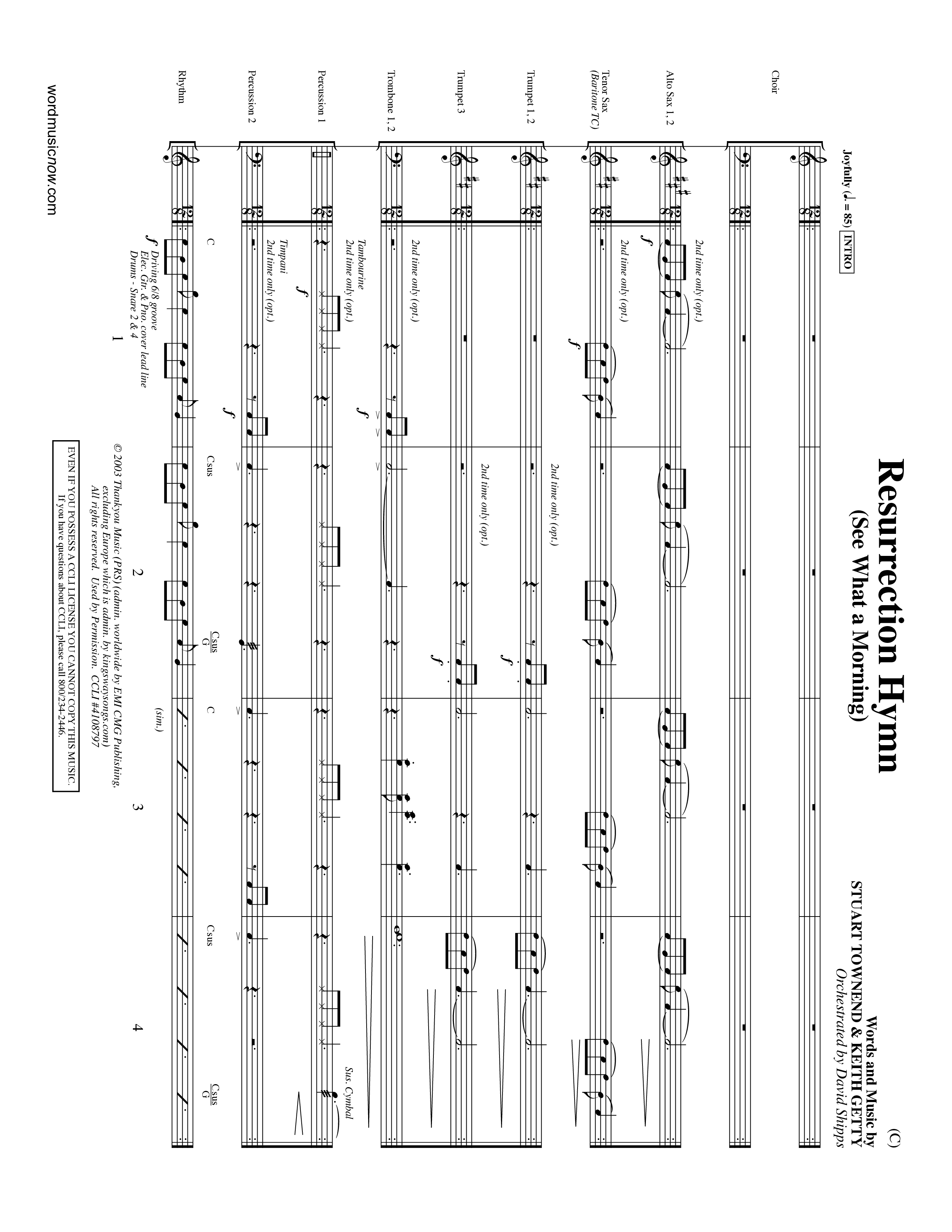 Resurrection Hymn (Choral Anthem SATB) PraiseBand (incl. Brass) (Word Music Choral / Orch. David Shipps)