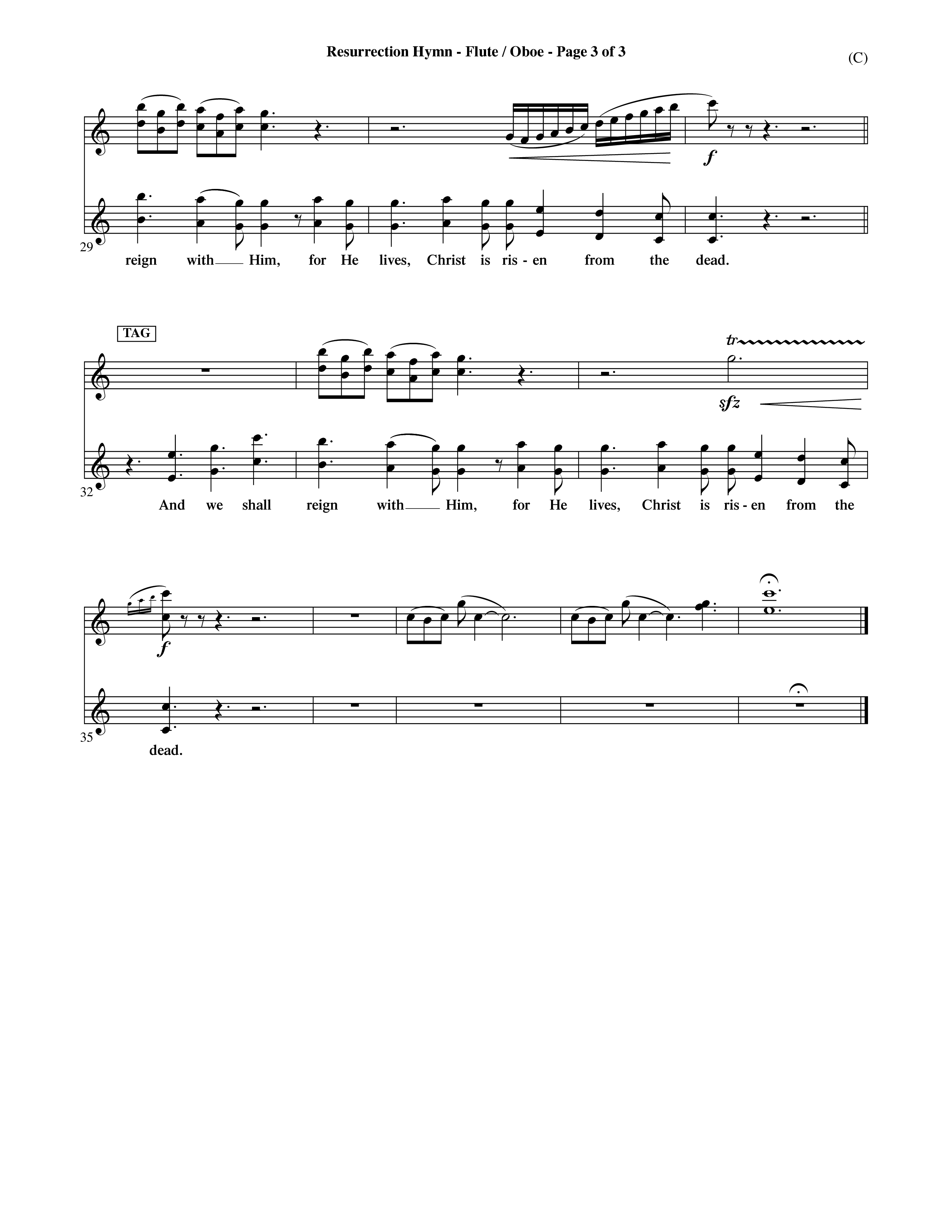 Resurrection Hymn (Choral Anthem SATB) Flute/Oboe (Word Music Choral / Orch. David Shipps)