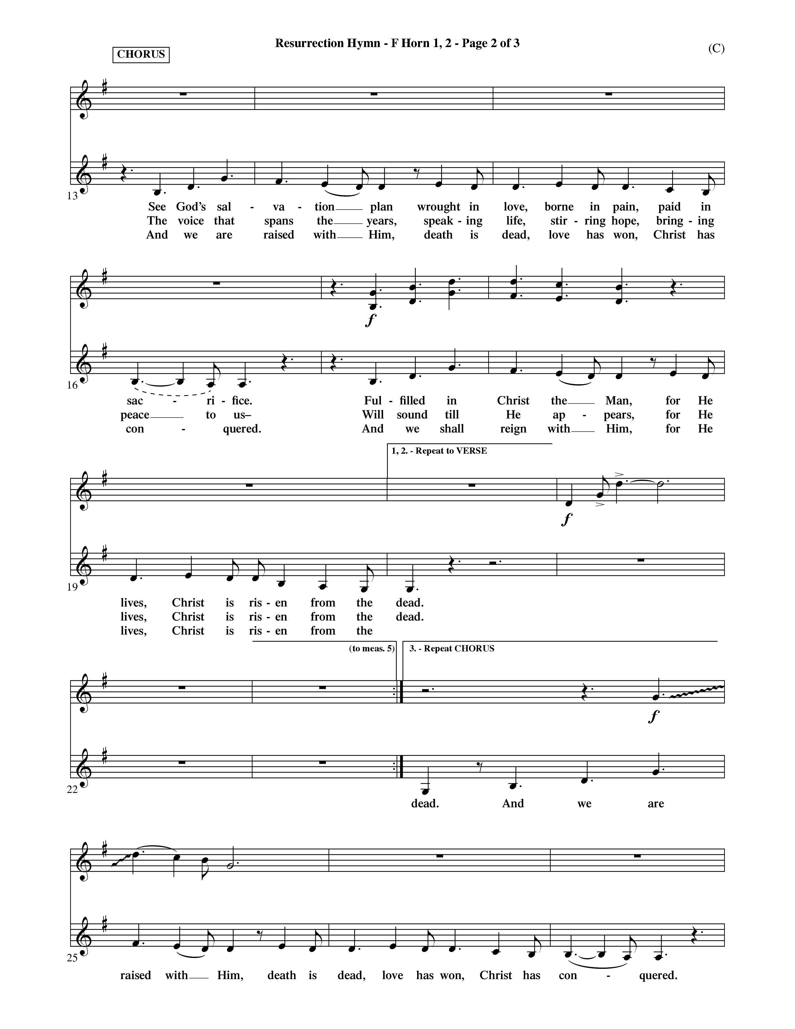 Resurrection Hymn (Choral Anthem SATB) French Horn (Word Music Choral / Orch. David Shipps)