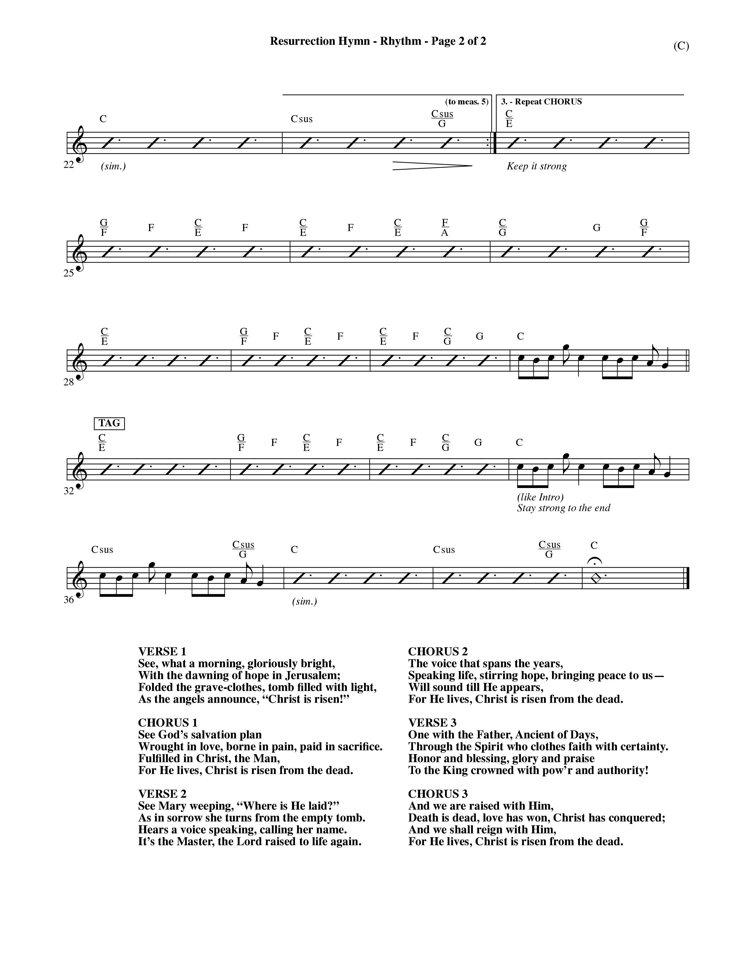 Resurrection Hymn (Choral Anthem SATB) Rhythm Chart (Word Music Choral / Orch. David Shipps)