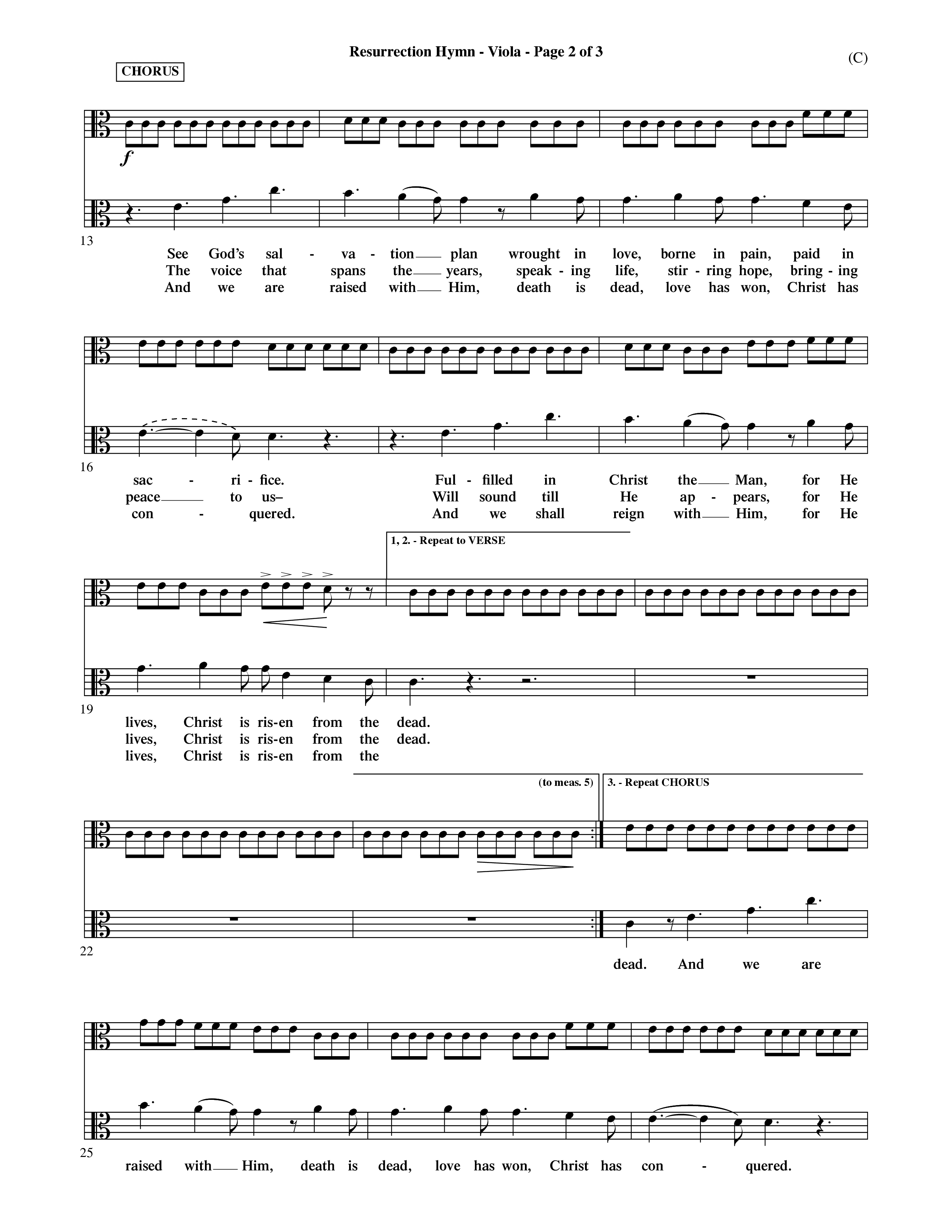 Resurrection Hymn (Choral Anthem SATB) Viola (Word Music Choral / Orch. David Shipps)