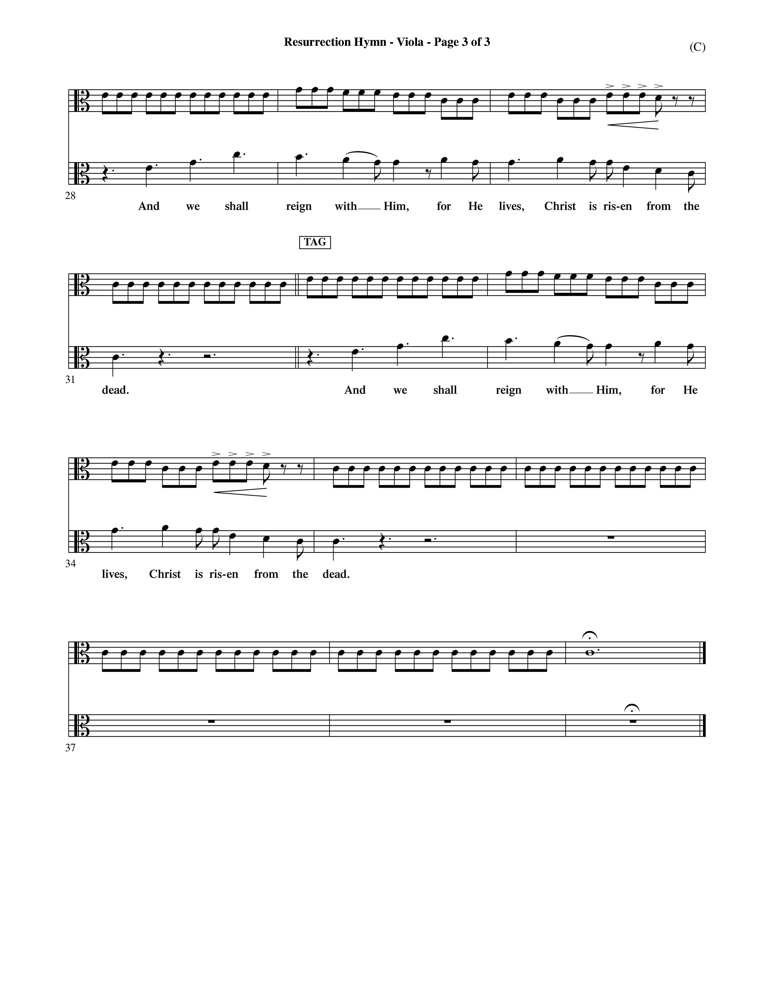 Resurrection Hymn (Choral Anthem SATB) Viola (Word Music Choral / Orch. David Shipps)