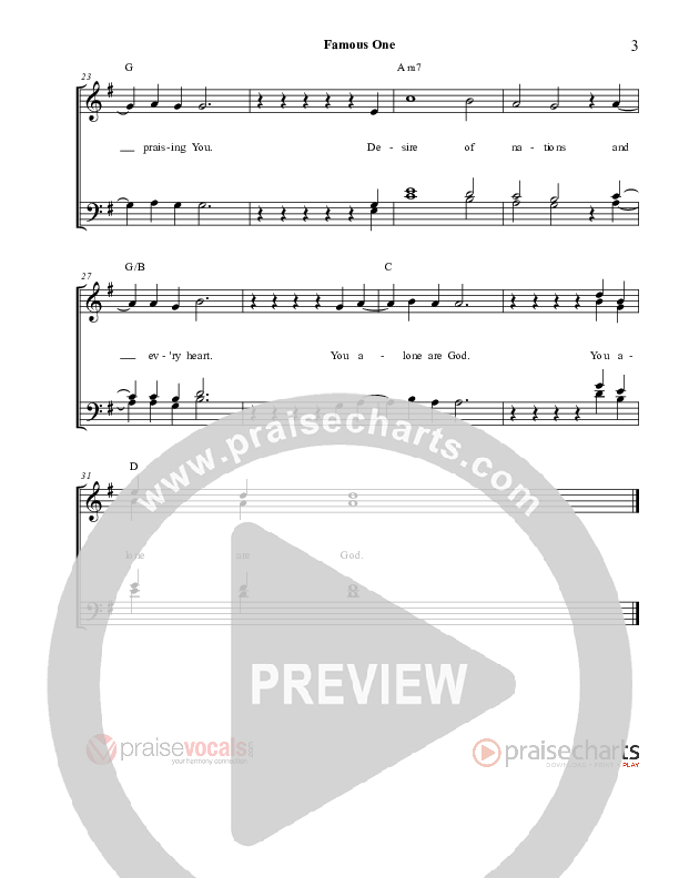 Famous One Lead Sheet (PraiseVocals)