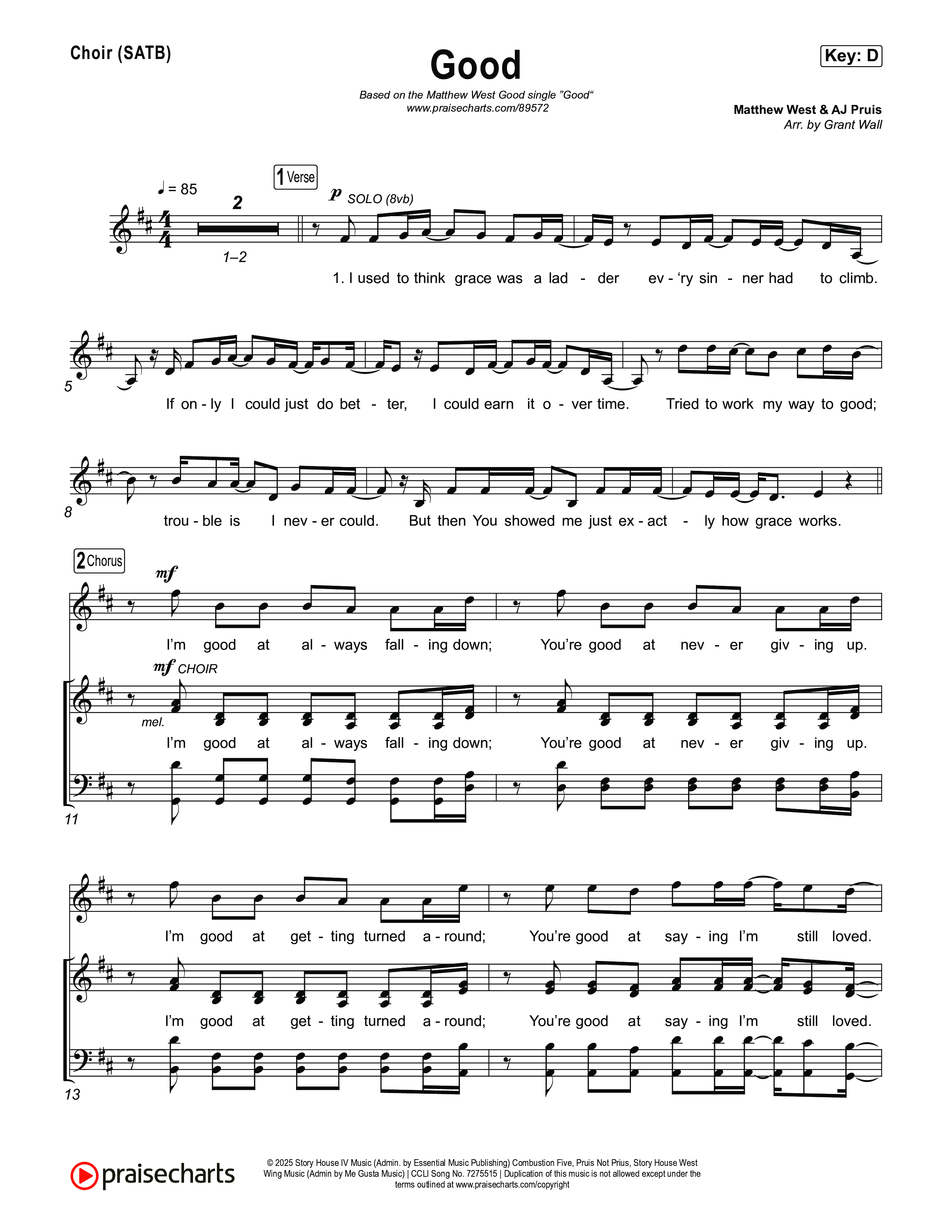 Good Choir Sheet (SATB) (Matthew West)