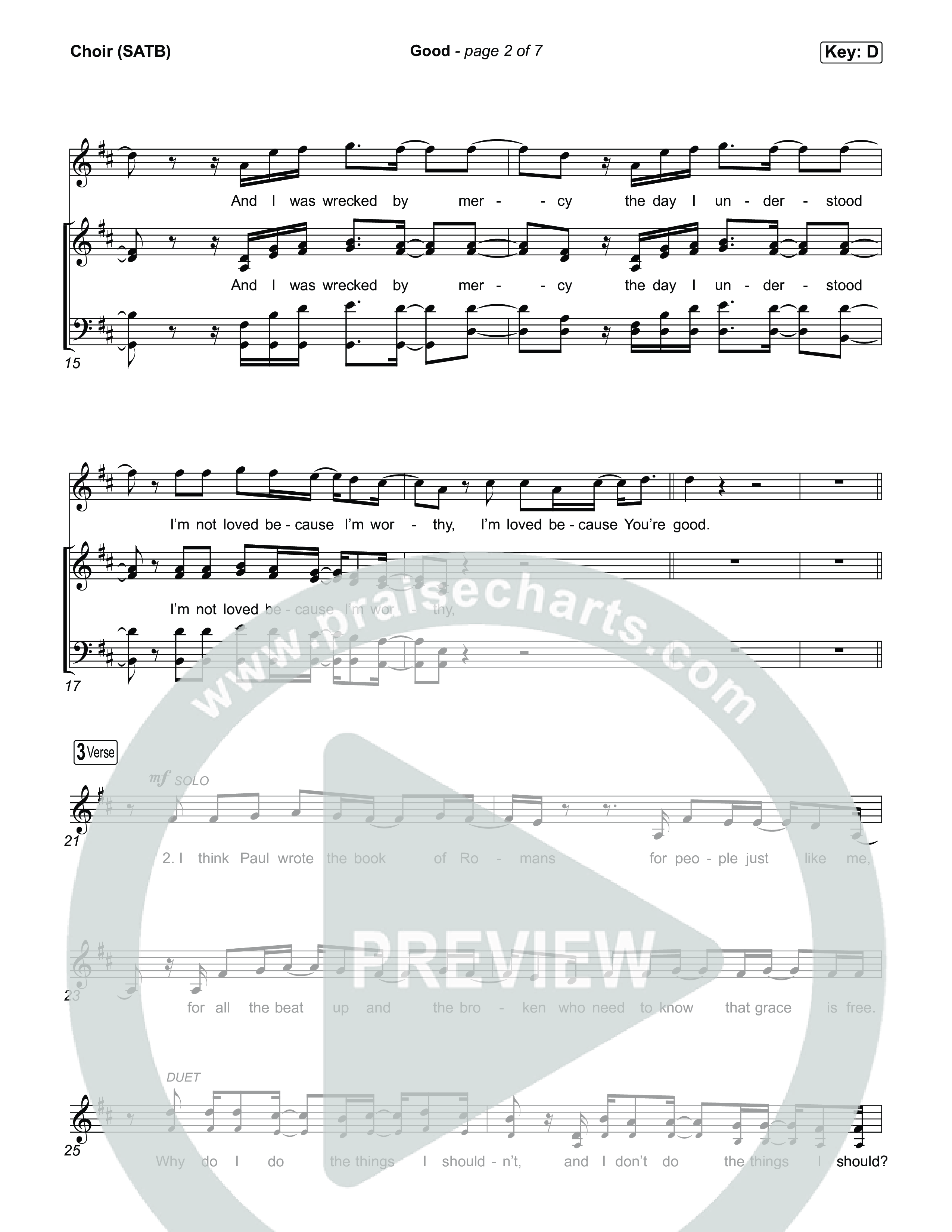 Good Choir Sheet (SATB) (Matthew West)