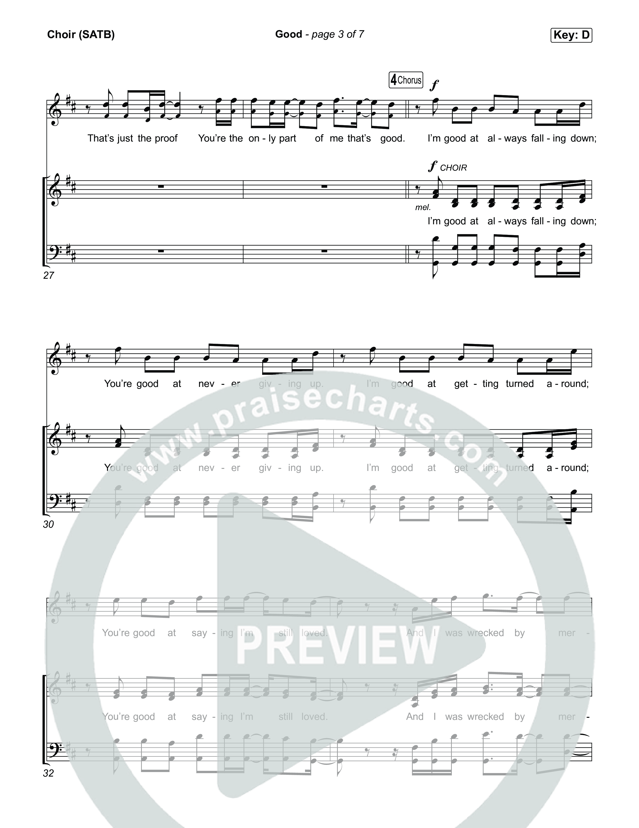 Good Choir Sheet (SATB) (Matthew West)