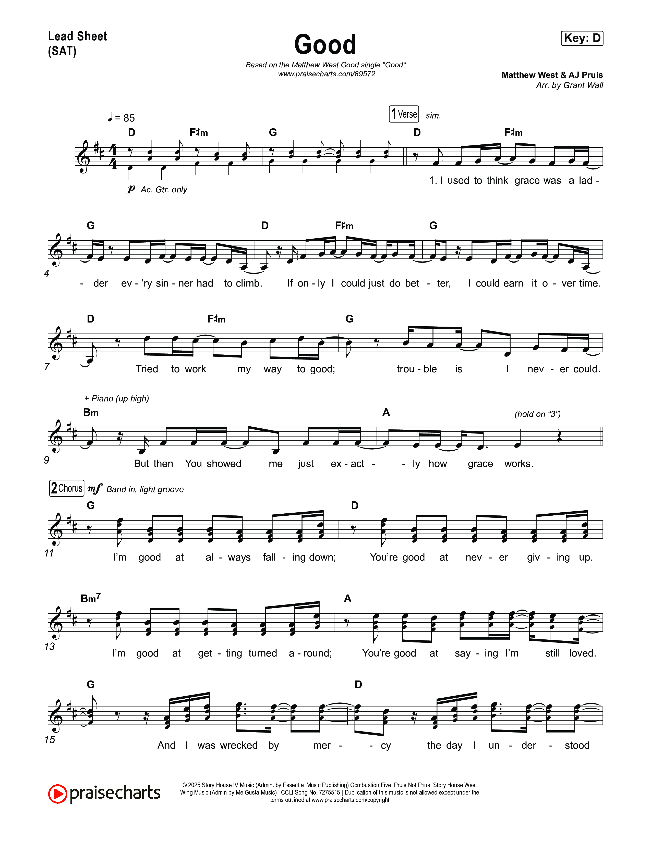 Good Lead Sheet (SAT) (Matthew West)