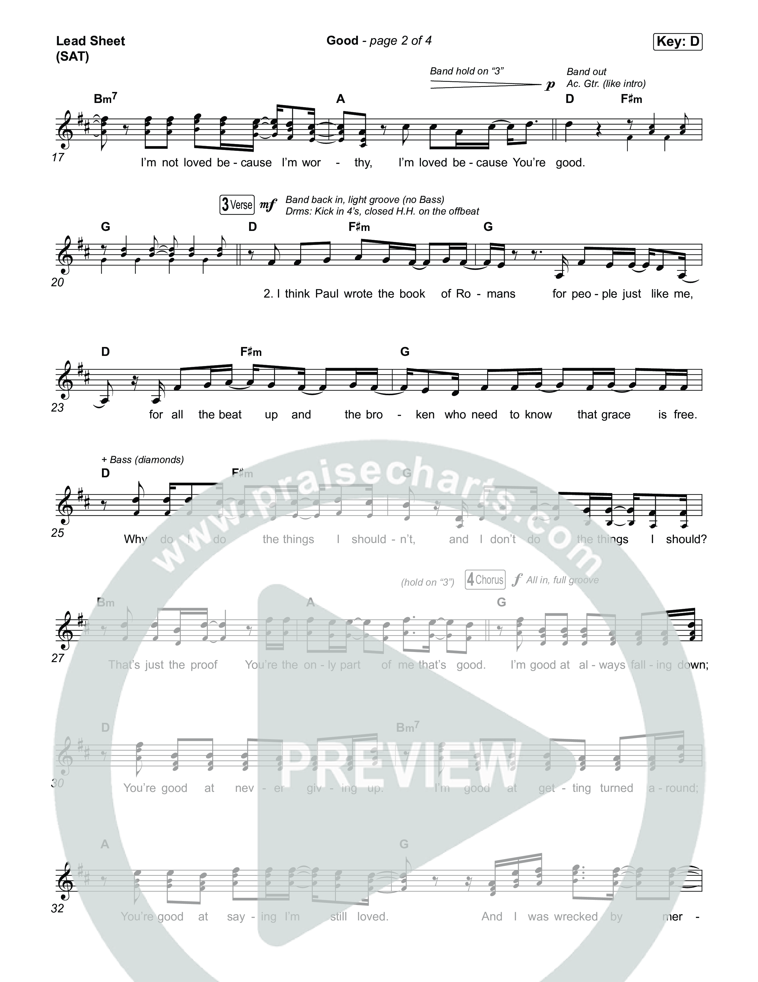 Good Lead Sheet (SAT) (Matthew West)