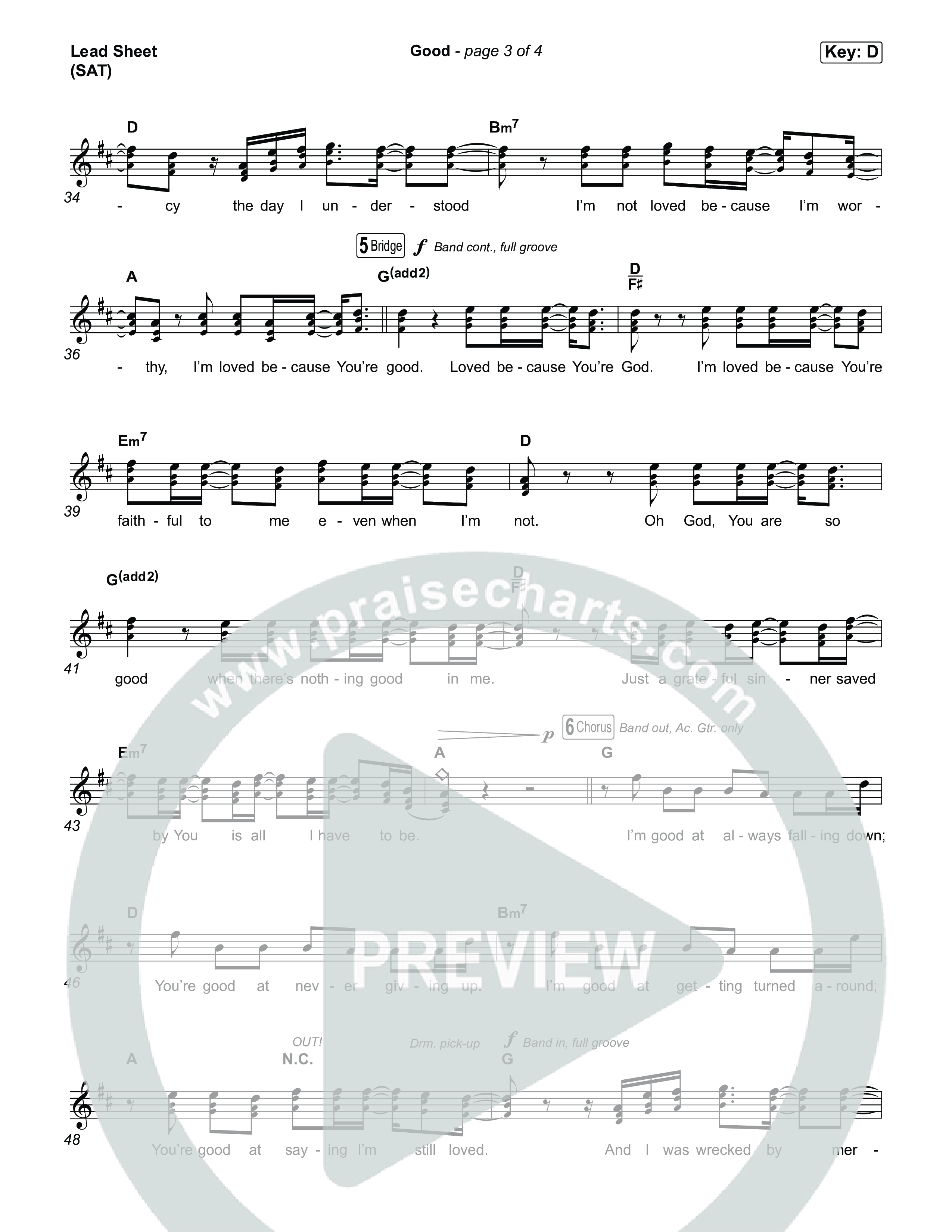 Good Lead Sheet (SAT) (Matthew West)
