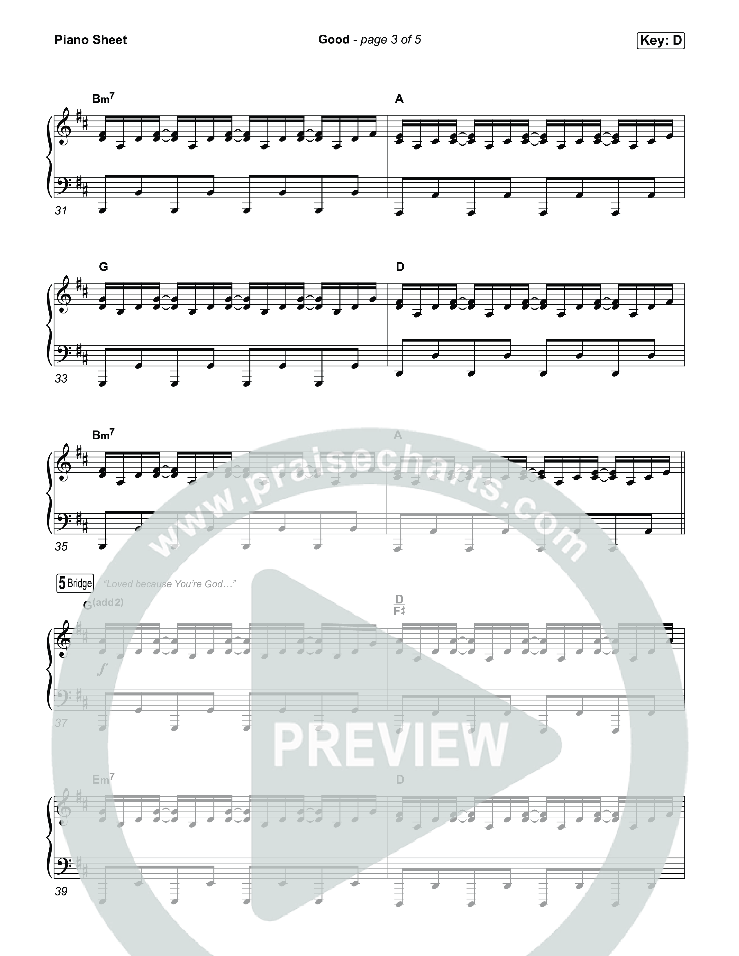 Good Piano Sheet (Matthew West)