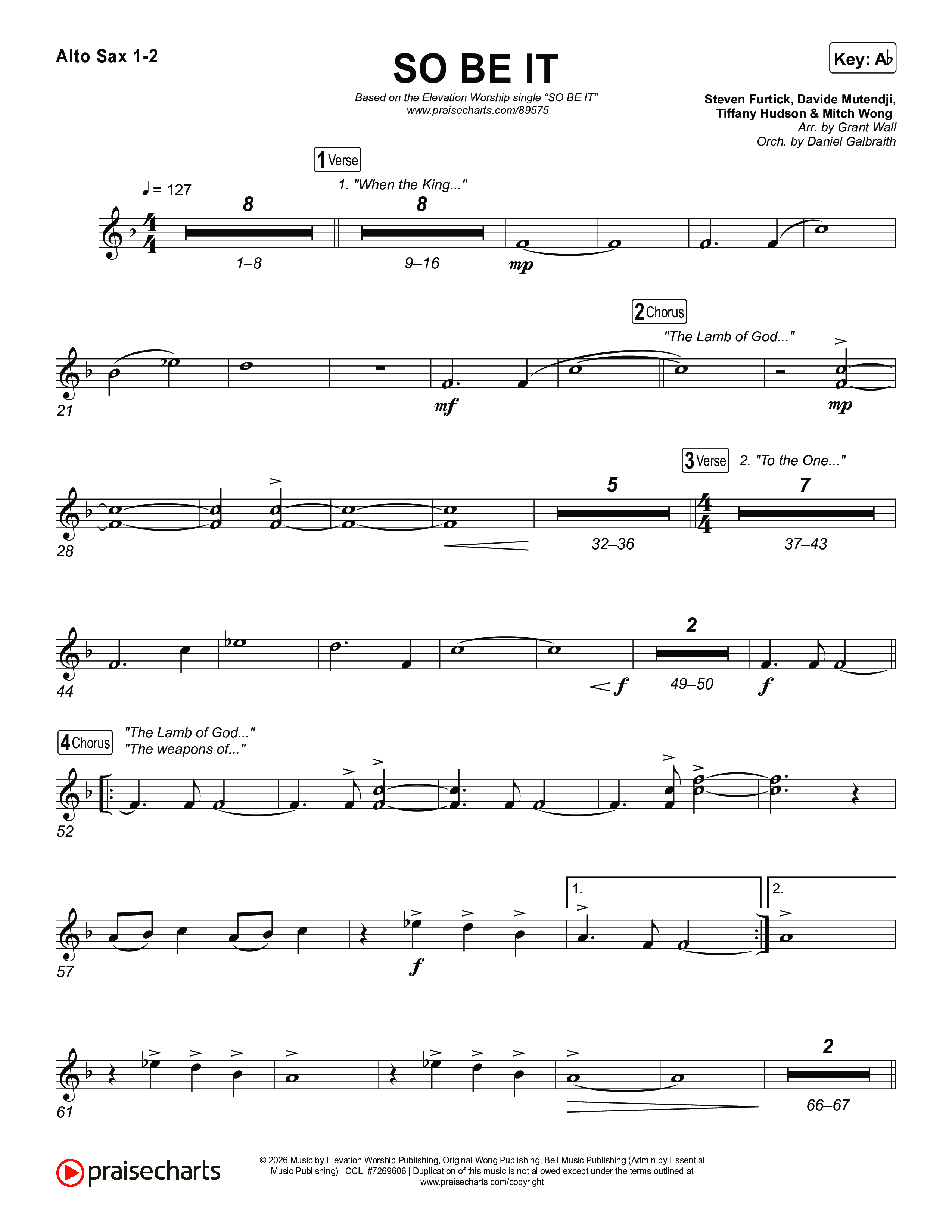 SO BE IT Alto Sax 1,2 (Elevation Worship / Tiffany Hudson / Chris Brown)