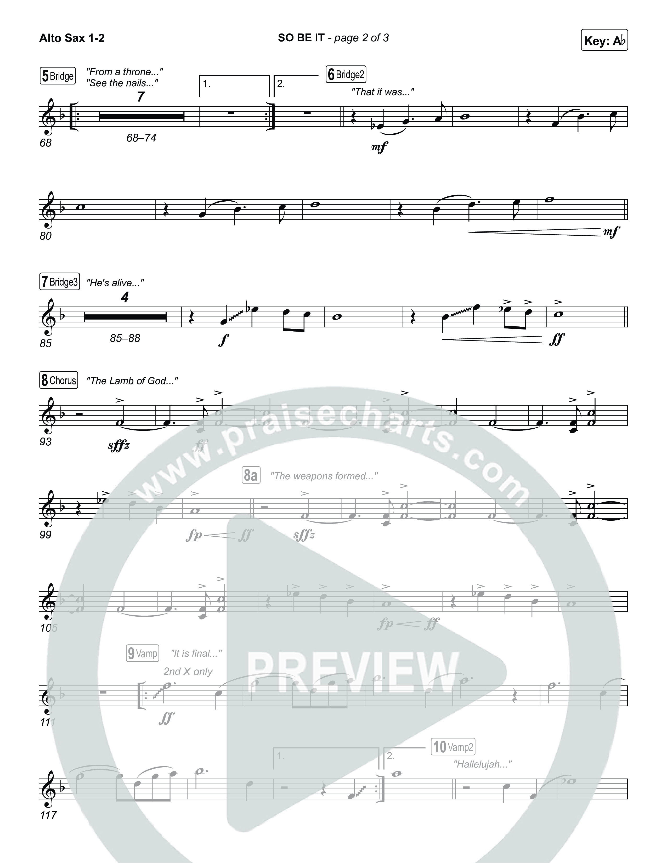 SO BE IT Alto Sax 1,2 (Elevation Worship / Tiffany Hudson / Chris Brown)