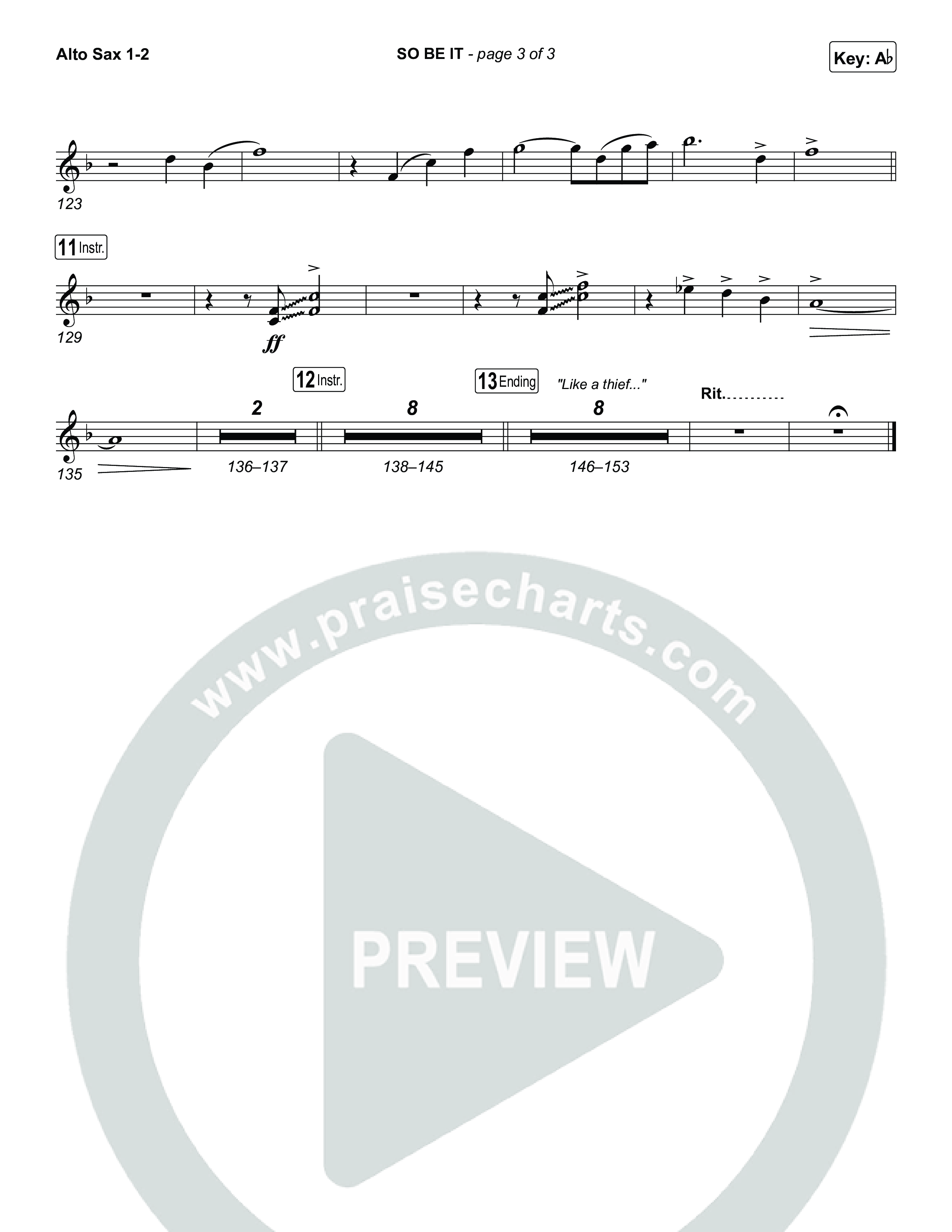 SO BE IT Alto Sax 1,2 (Elevation Worship / Tiffany Hudson / Chris Brown)