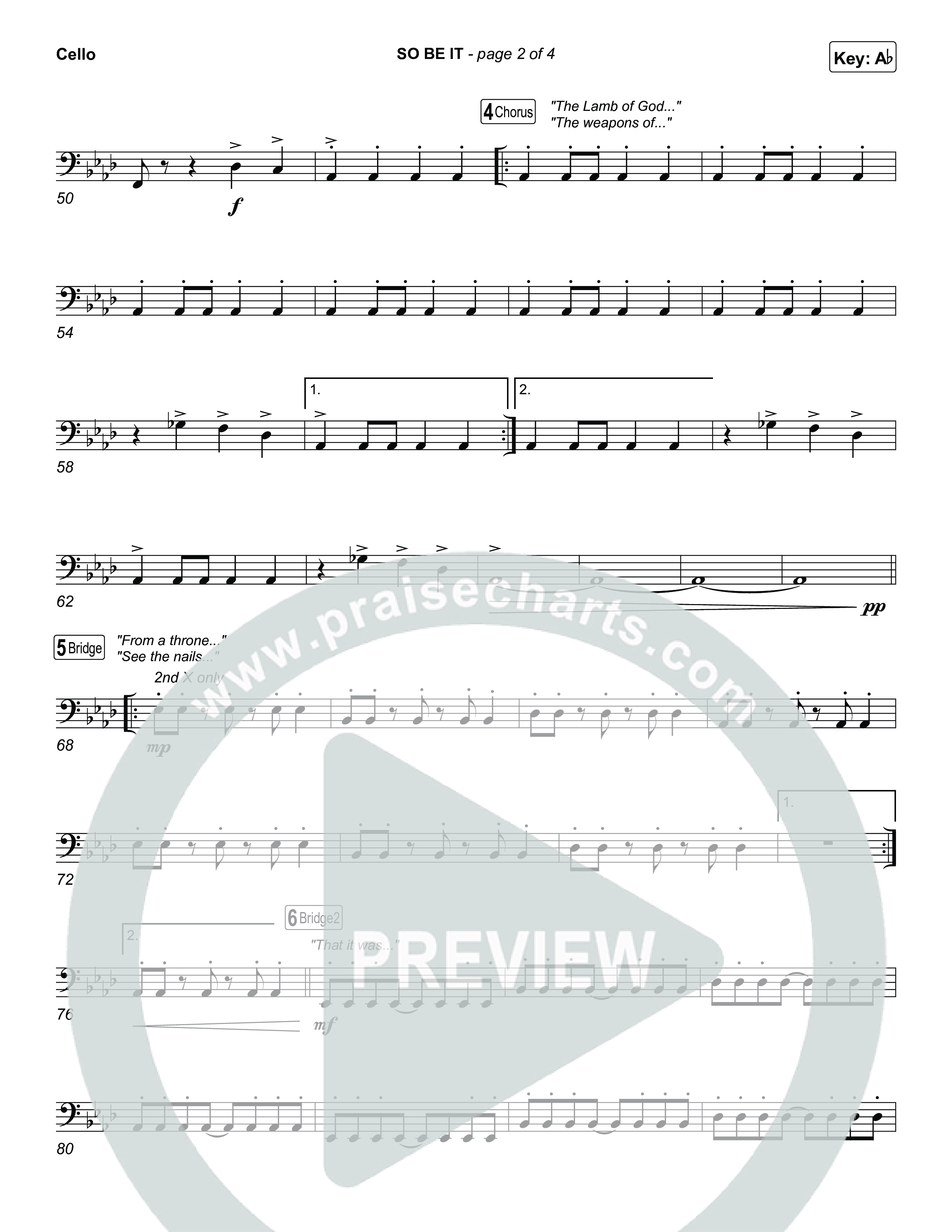 SO BE IT Cello (Elevation Worship / Tiffany Hudson / Chris Brown)